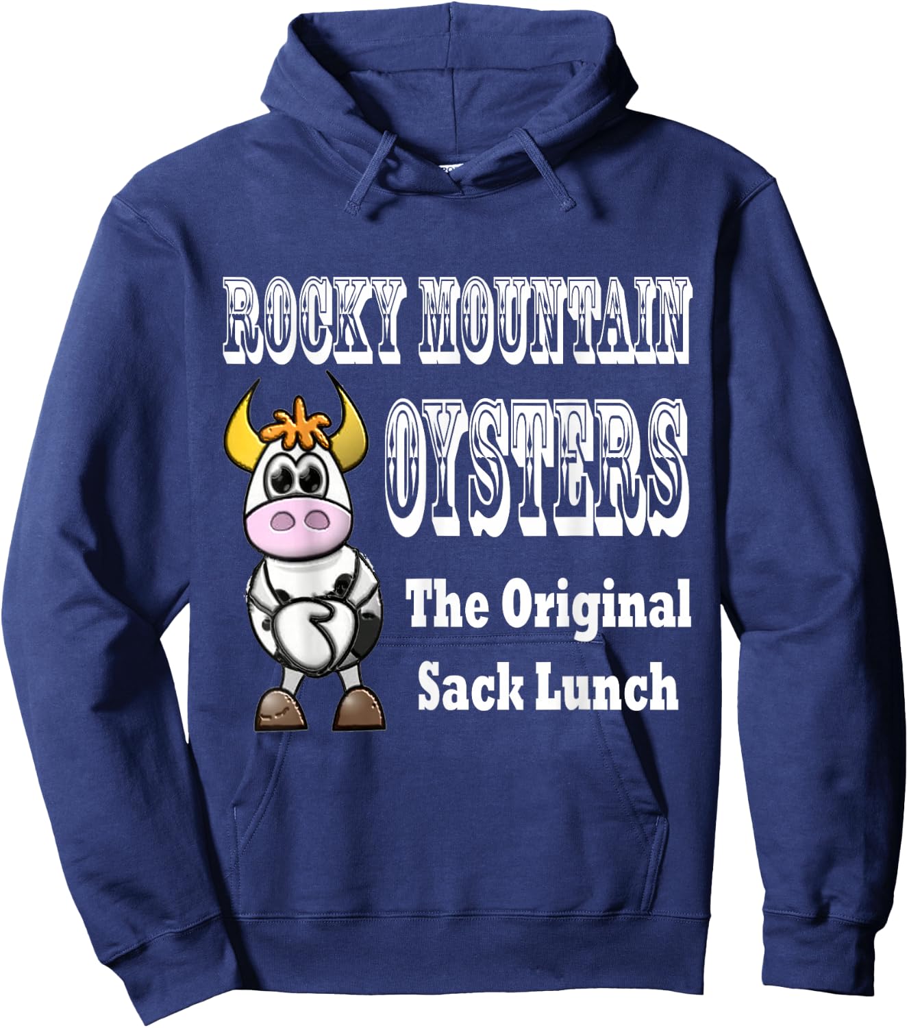 Humorous Funny Rocky Mountain Oysters T Shirt Hoodie - Hoodie | Navy
