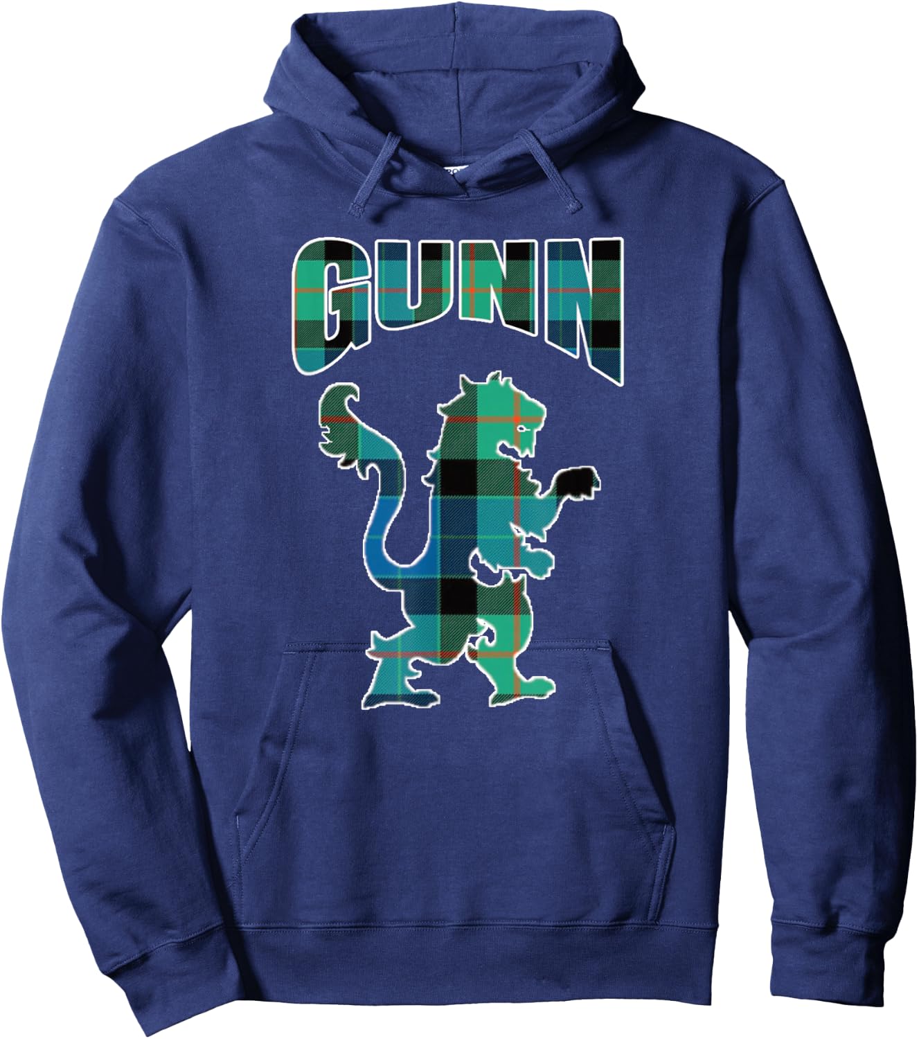 Gunn Clan Kilt Tartan Lion Namesake Scottish Hoodie - Hoodie | Navy