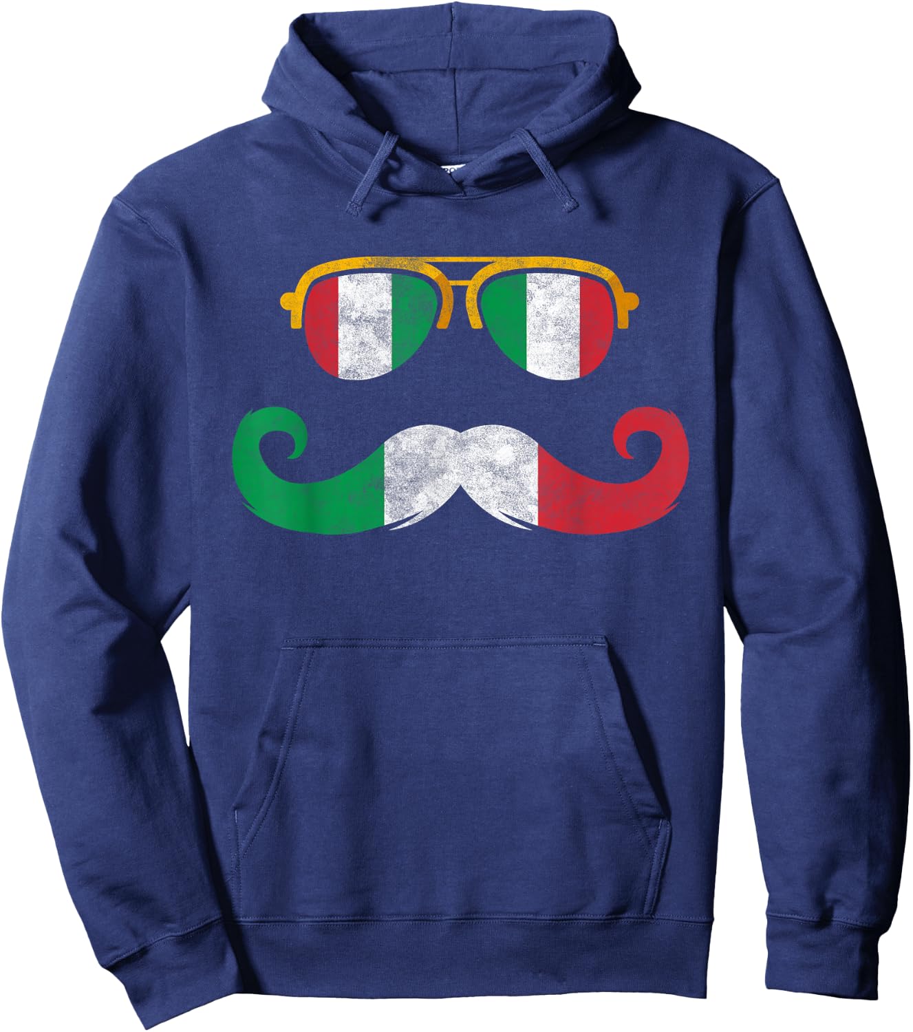 Italian Flag Sunglasses Moustache Italian Flags Hoodie - Hoodie | Navy