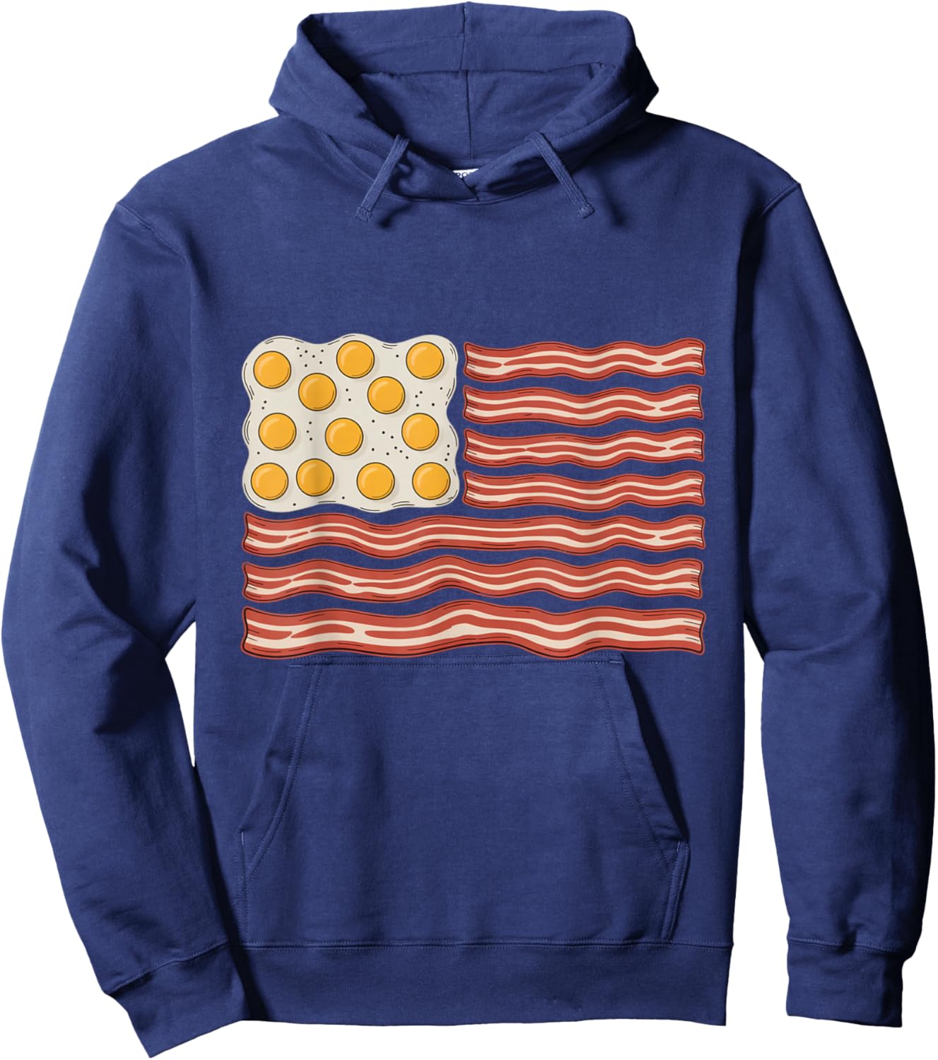 Bacon and Eggs Funny 4th of July American Flag Hoodie - Hoodie | Navy