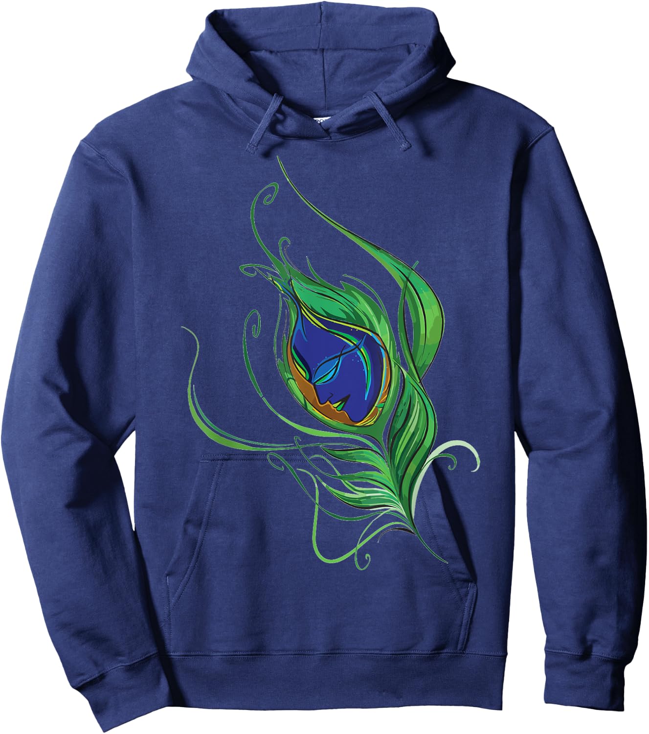 Artistic Peacock Feather Lord Krishna . Hoodie - Hoodie | Navy