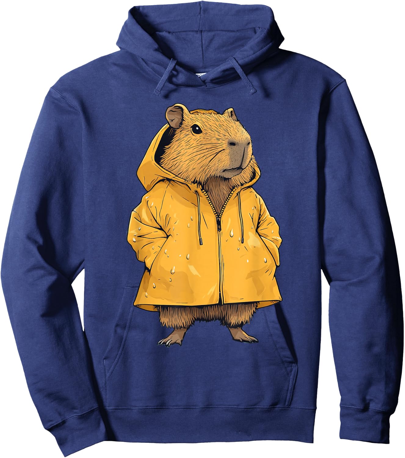 Capybara Wearing A Raincoat Hoodie - Hoodie | Navy