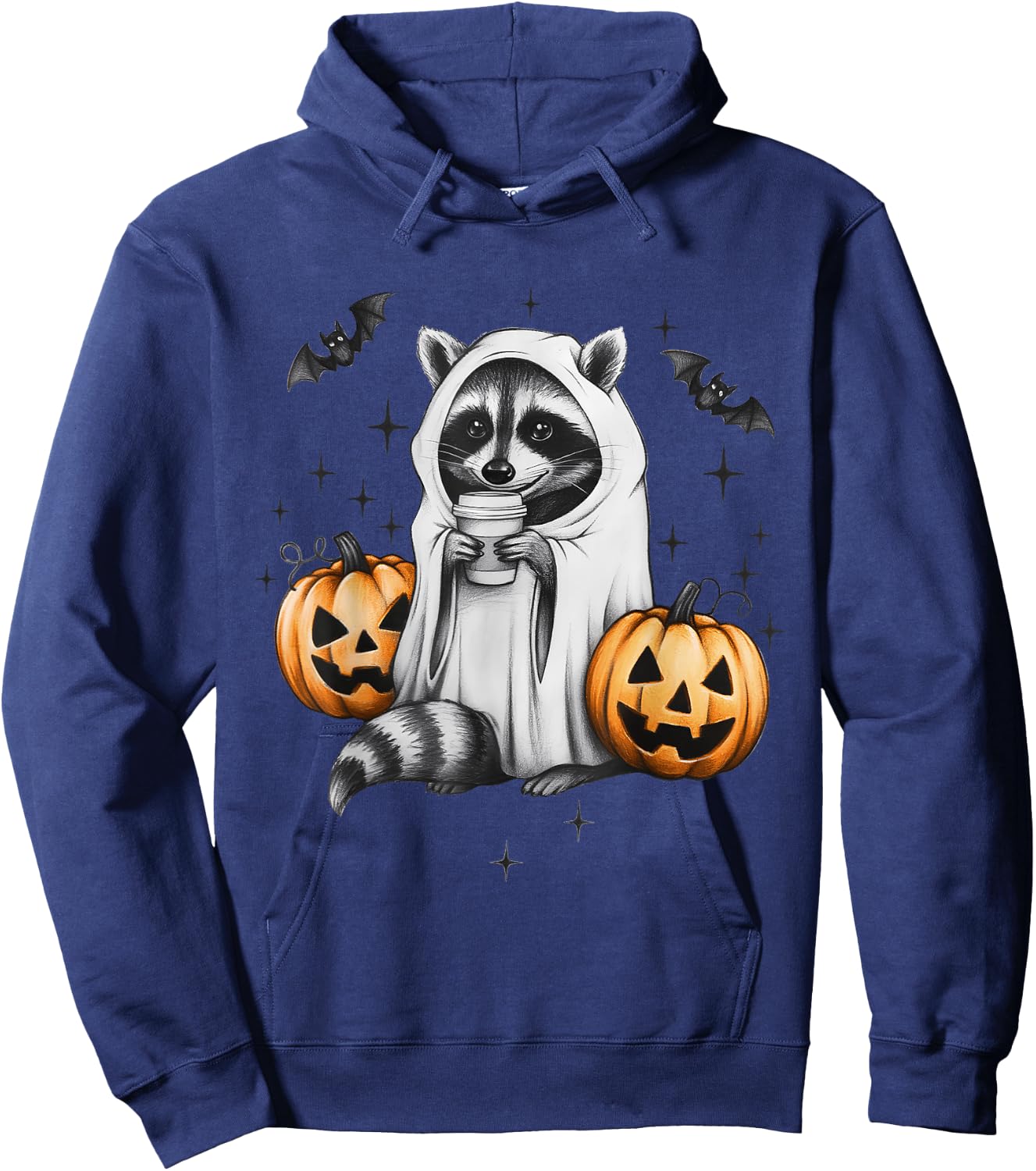 Cute Ghost Raccoon Pumpkin Halloween Raccoon Hoodie - Hoodie | Navy
