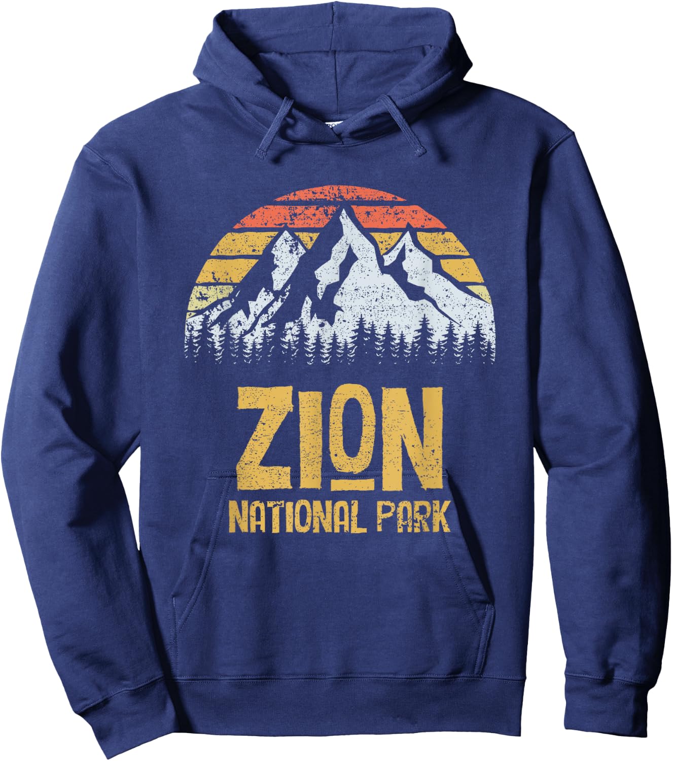 Vintage Retro Zion National Park T Shirt Hoodie - Hoodie | Navy