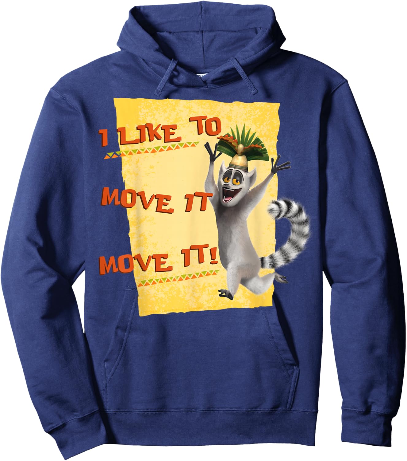 Madagascar Julien Move It Text Poster Hoodie - Hoodie | Navy