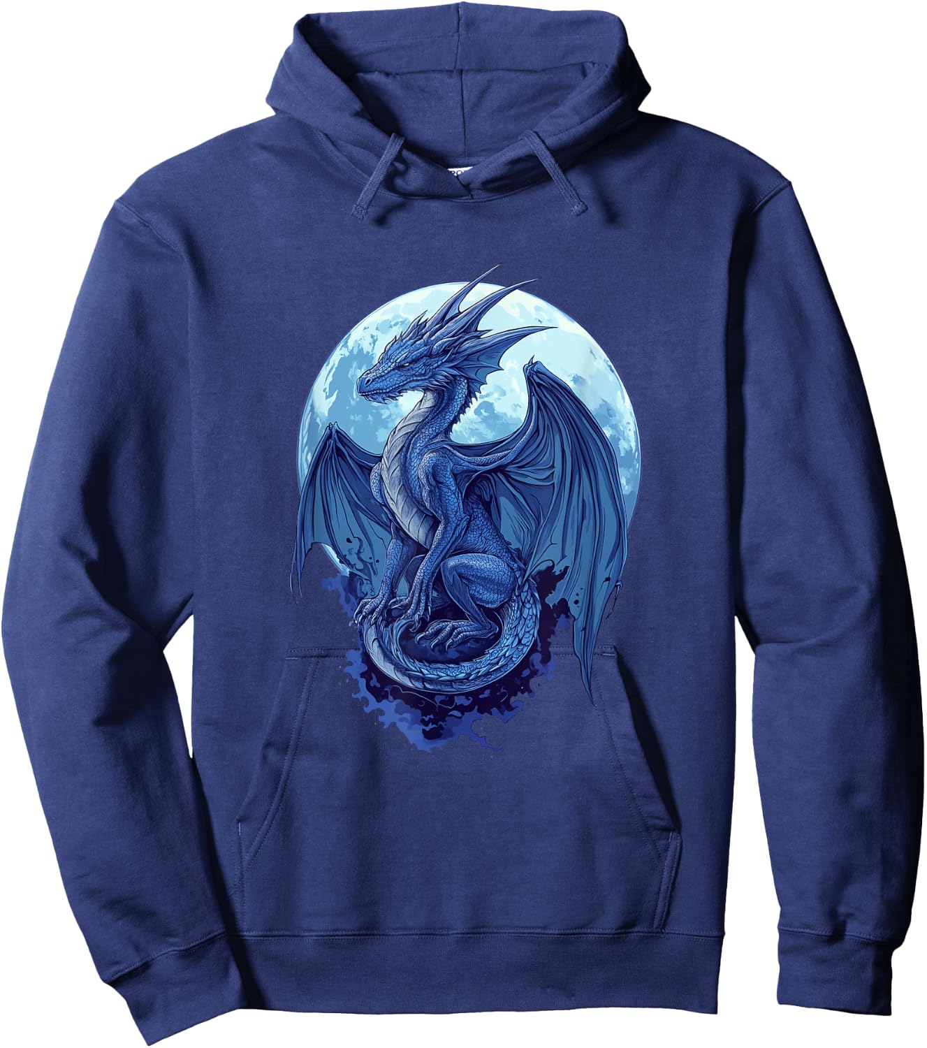 Night Sky Celestial Fantasy Moonlit Dragon Hoodie - Hoodie | Navy
