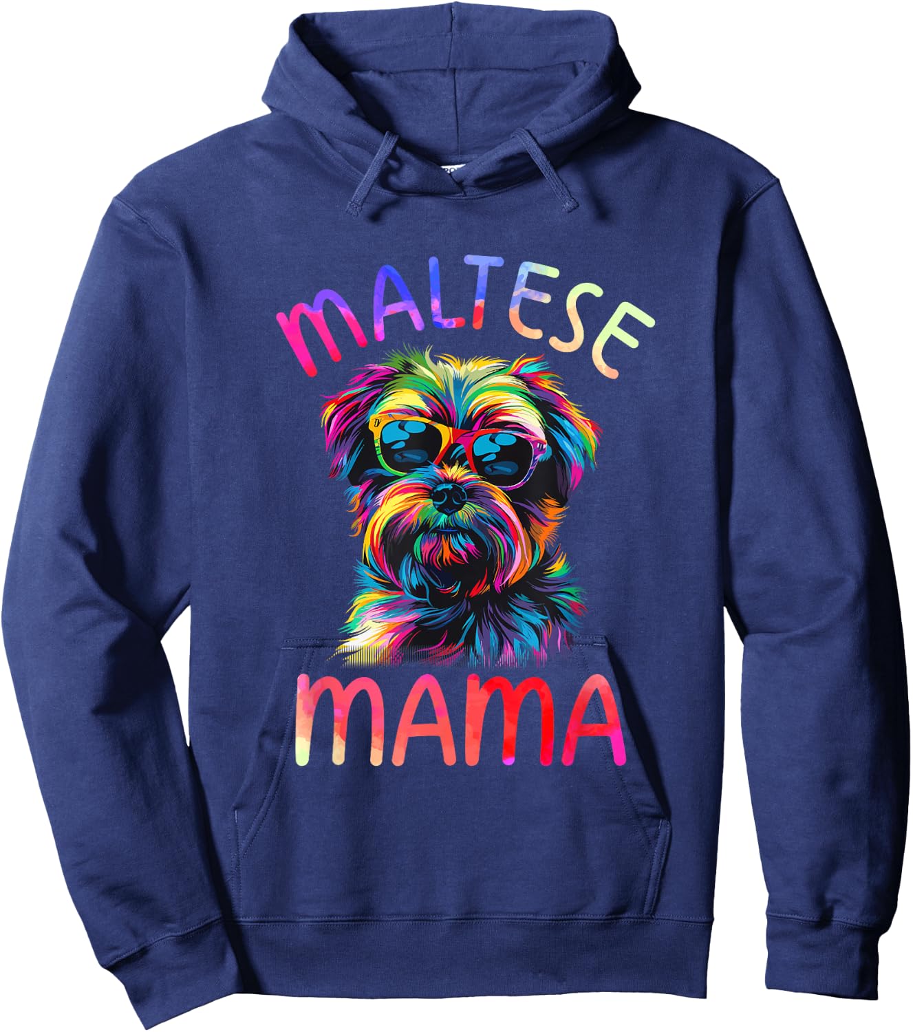 Maltese Dog Mom Mama Pop Art Maltese Dog Lovers Hoodie - Hoodie | Navy