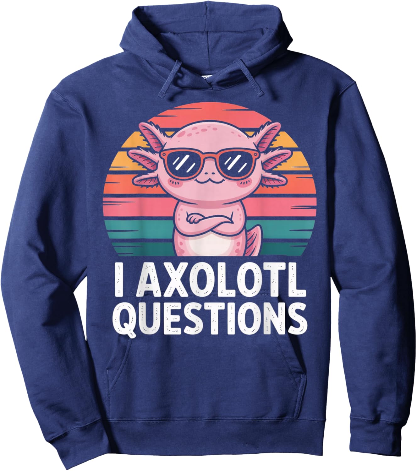 Cute Axolotl Pun Retro Vintage Hoodie - Hoodie | Navy