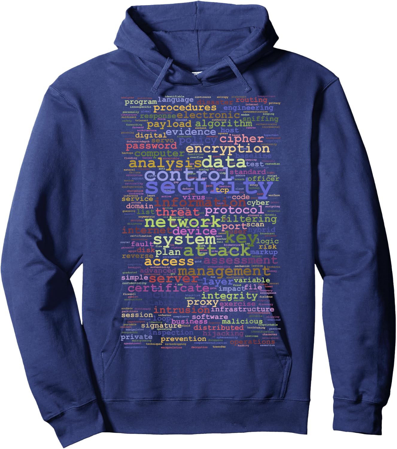 Computer and Cybersecurity Terms Hoodie - Hoodie | Navy