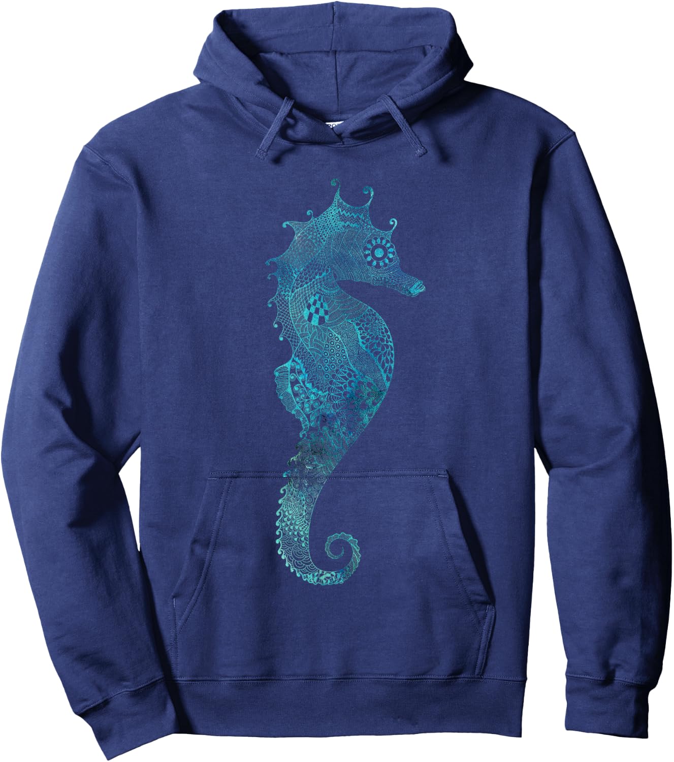 Turquoise Seahorse Ocean Design Hoodie - Hoodie | Navy