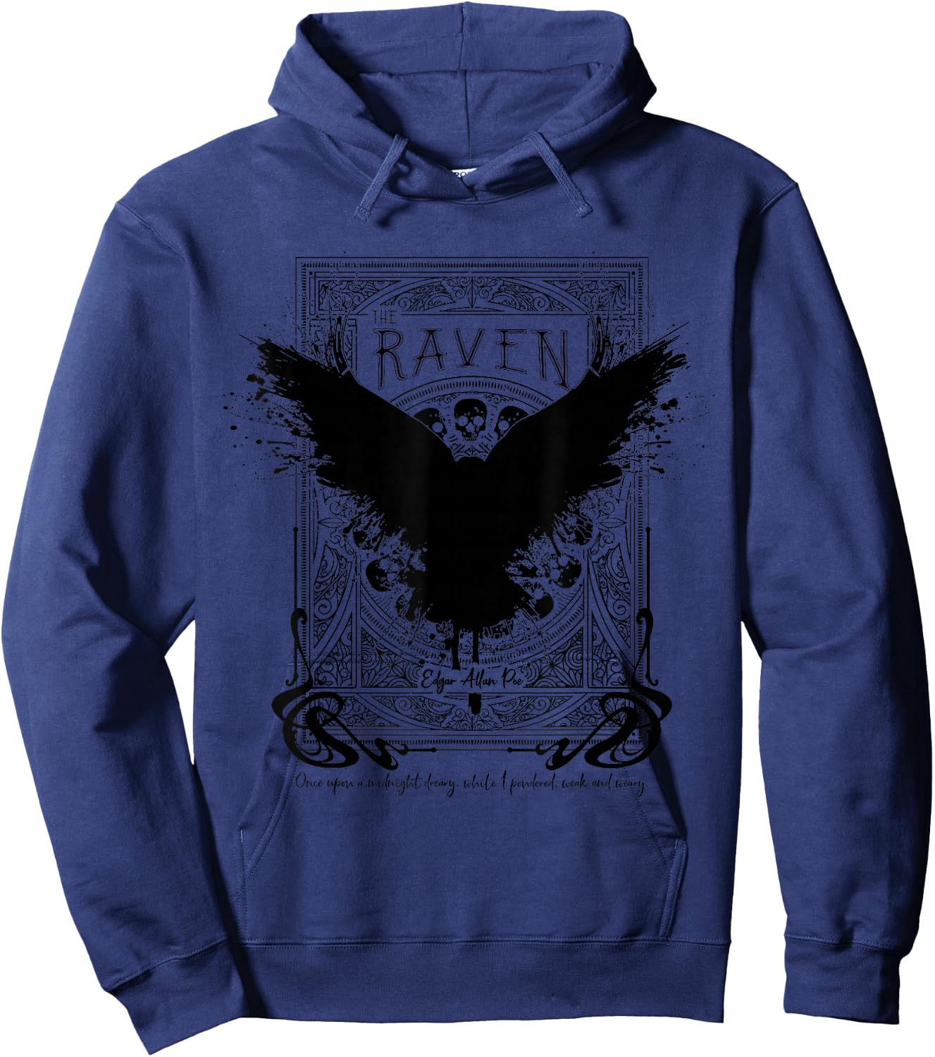 The Raven, Edgar Allan Poe, Fan Art and Gifts Hoodie - Hoodie | Navy