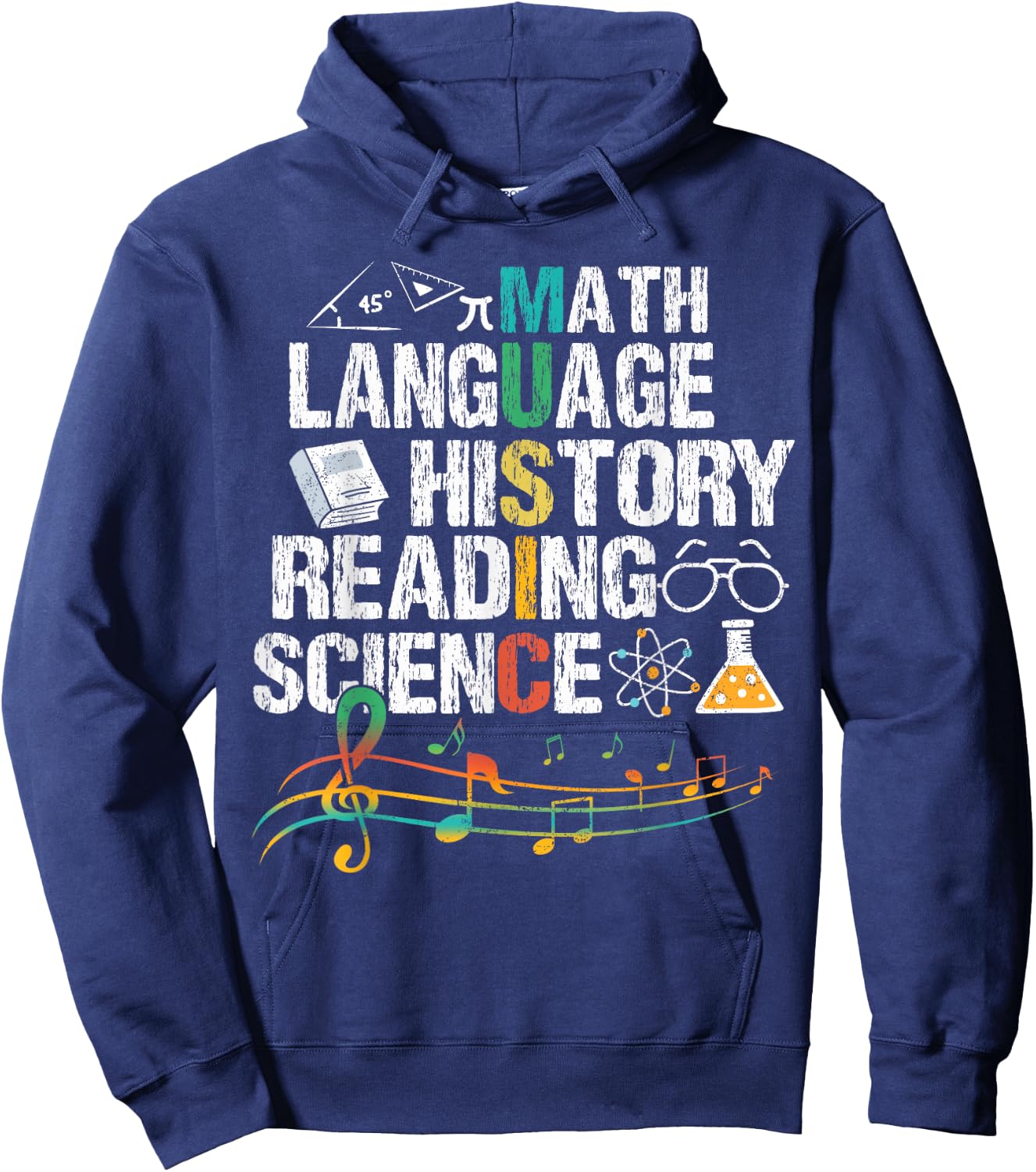 Music Math Language History Reading Science Hoodie - Hoodie | Navy