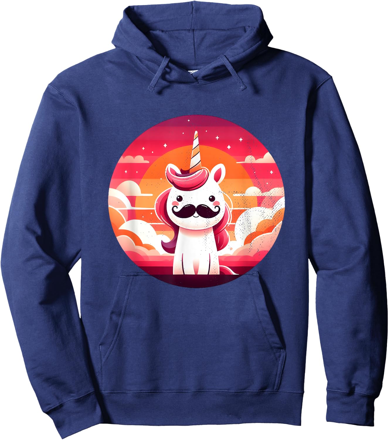 Cute Unicorn with Mustache Hoodie - Hoodie | Navy