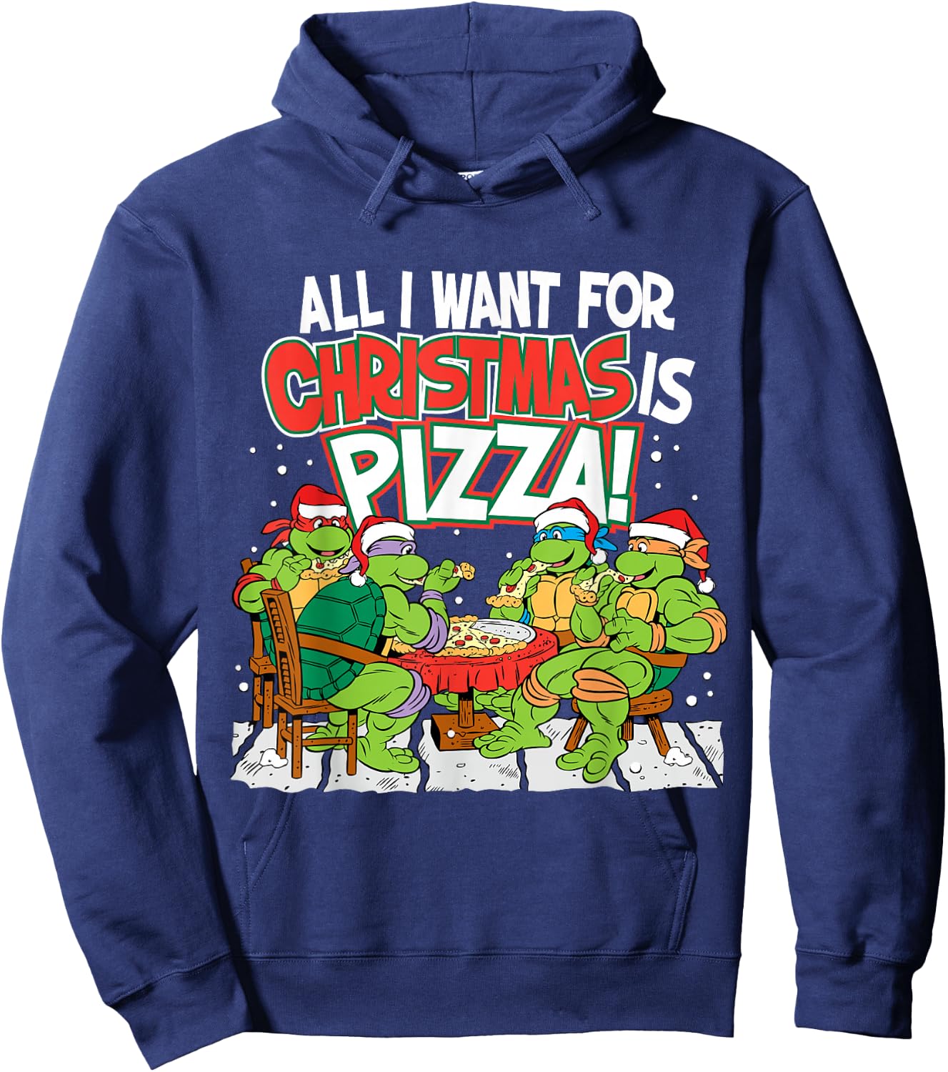 TMNT All I Want For Christmas Is Pizza Hoodie - Hoodie | Navy