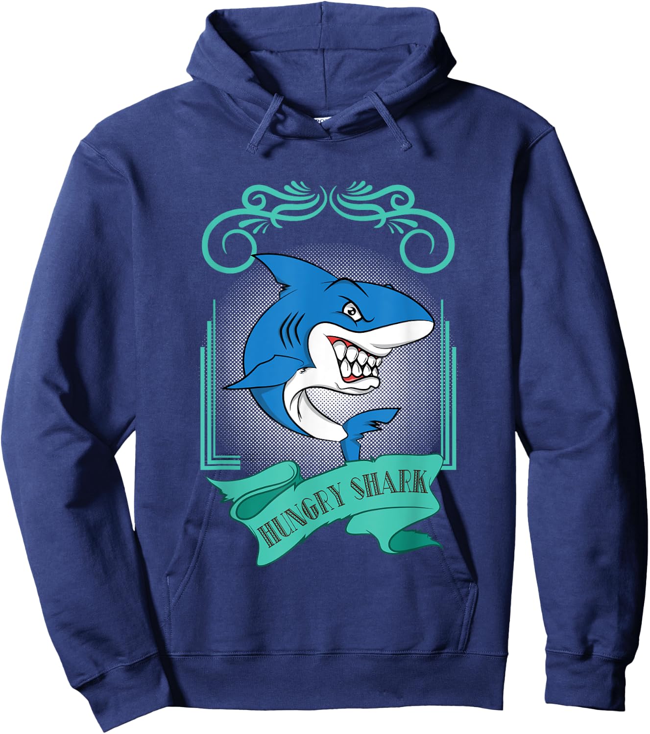 Trendy Shark Design Hungry Shark Hoodie - Hoodie | Navy