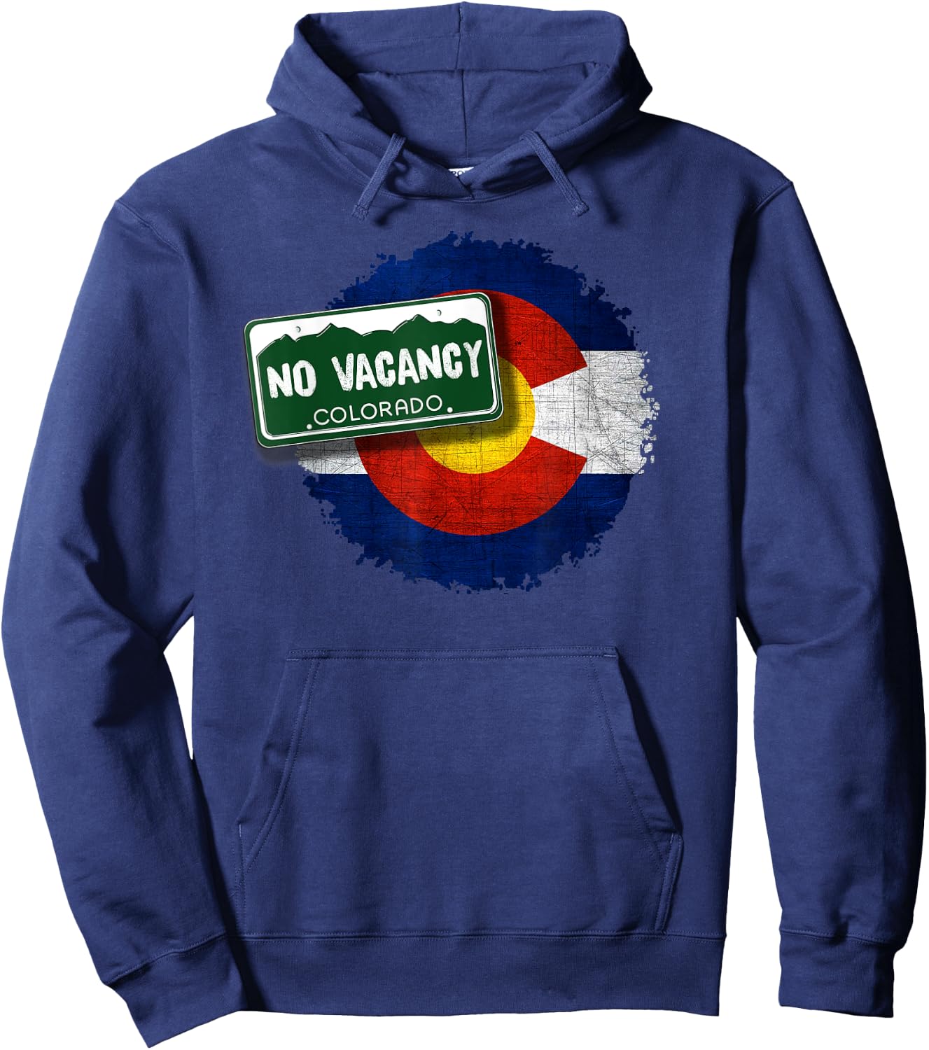 No Vacancy License Plate Colorado Flag Hoodie - Hoodie | Navy