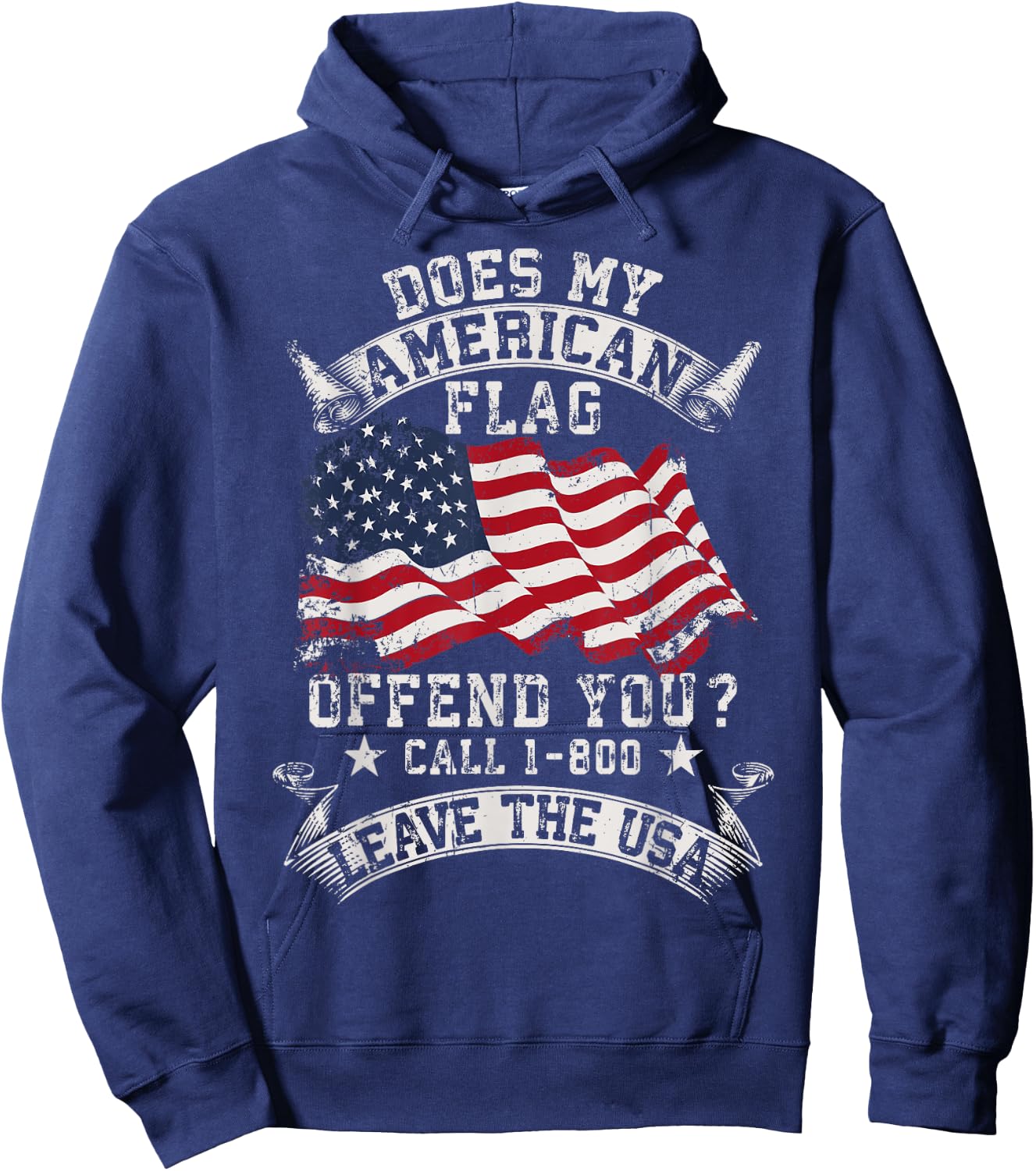 Does my American Flag offend you? Men Hoodie - Hoodie | Navy