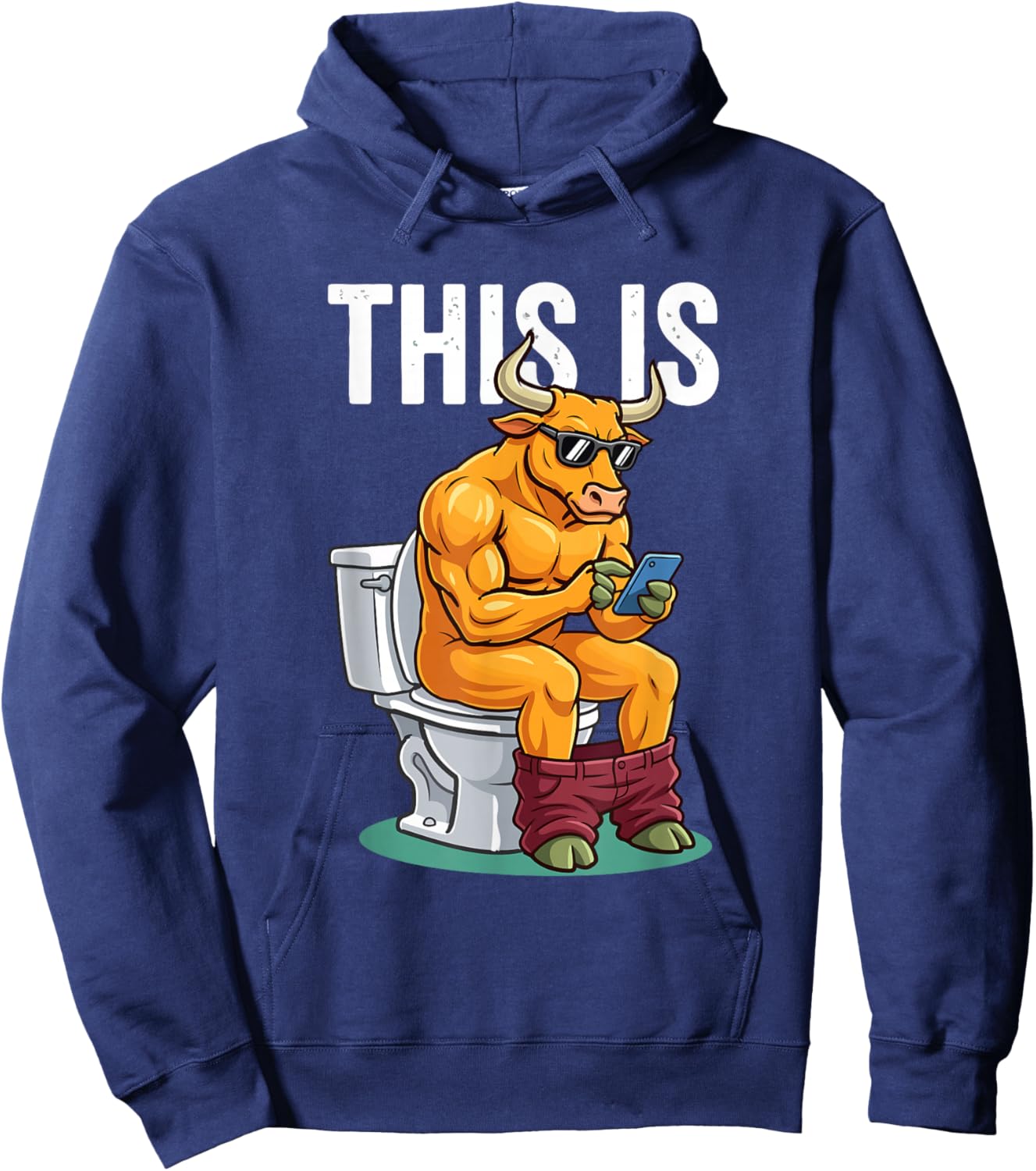 This is Bull Crap Bullsht Toilet Phone Meme Hoodie - Hoodie | Navy