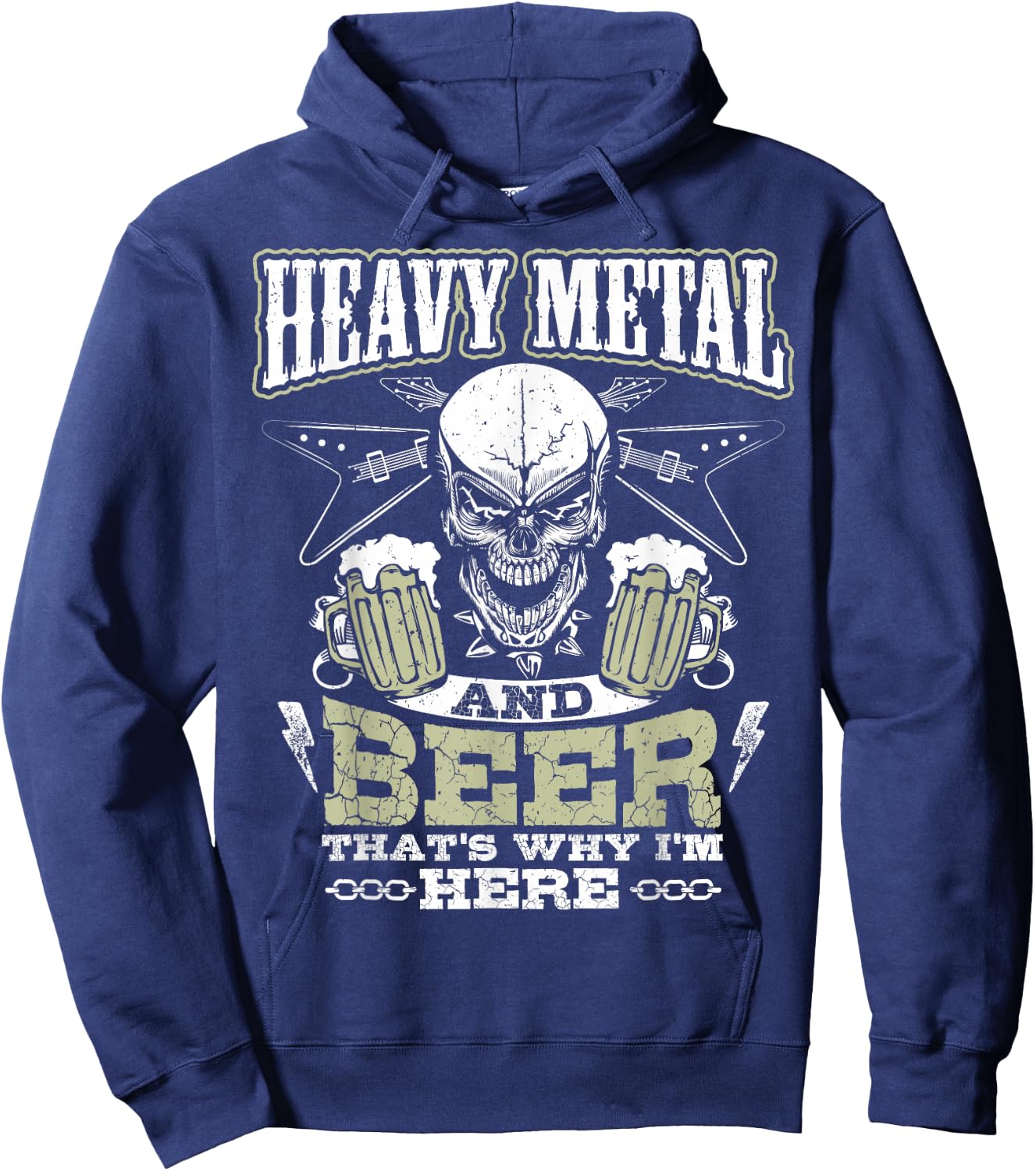 Heavy Metal And Beer Funny Hoodie - Hoodie | Navy