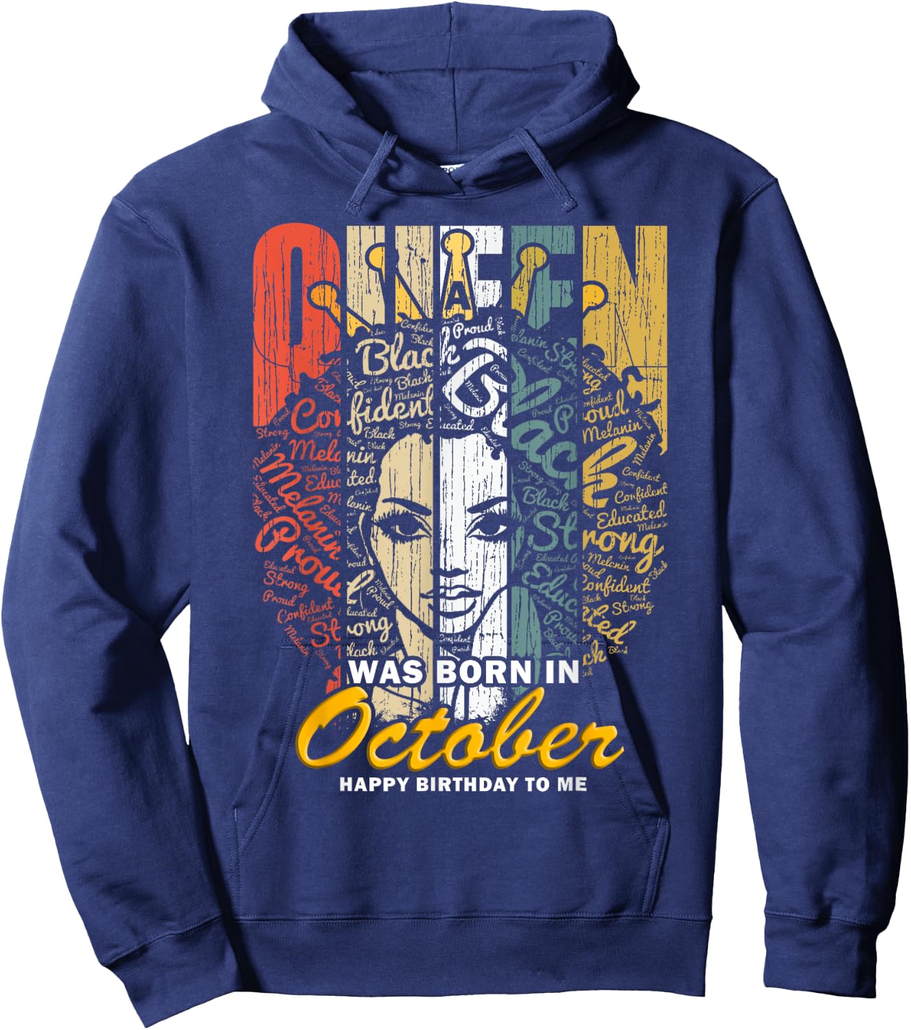 October Birthday Shirts - Black African Queen Hoodie - Hoodie | Navy