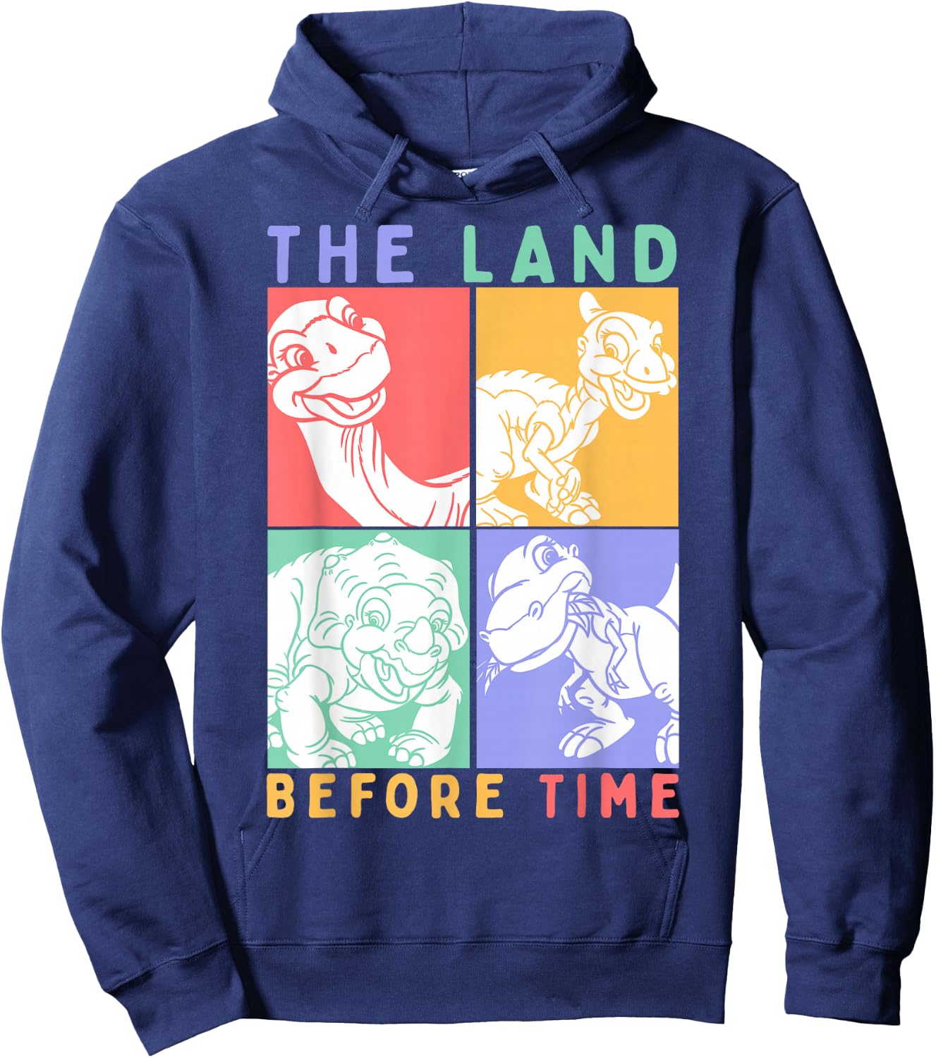 Land Before Time Pastel Stacked Dinosaur Boxes Hoodie - Hoodie | Navy
