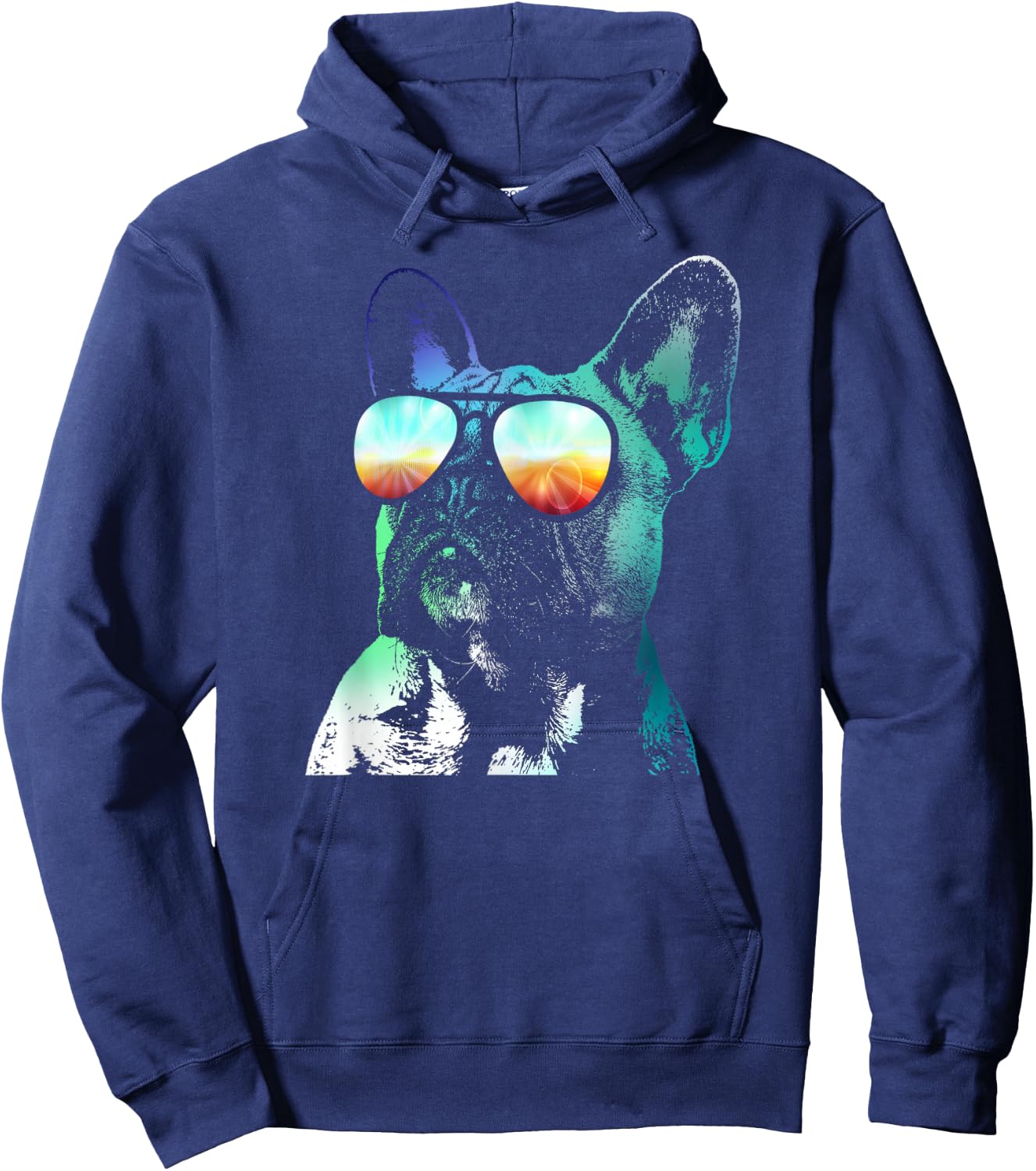 French Bulldog Neon Dog Shirt Hoodie - Hoodie | Navy