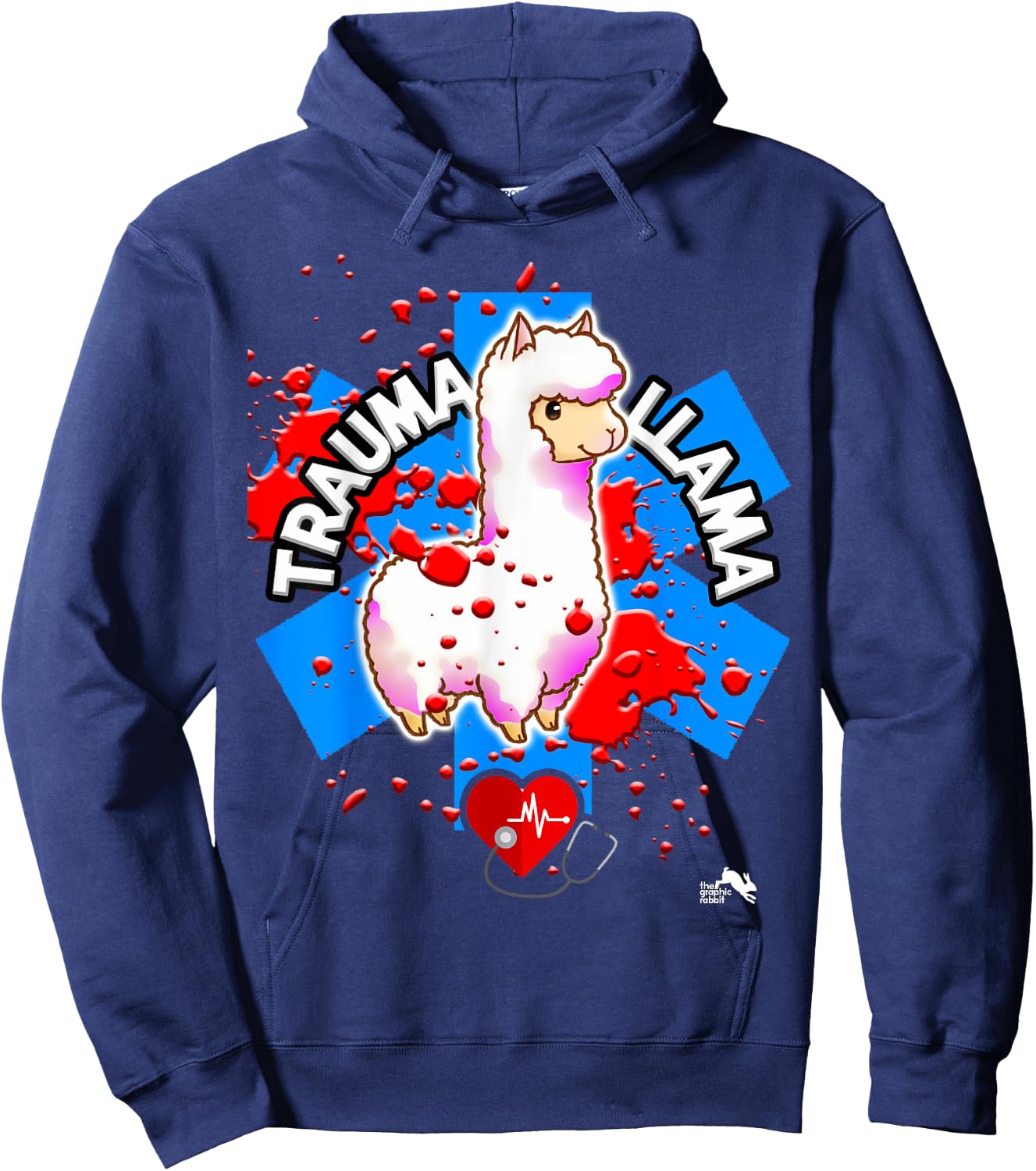 Funny EMT Trauma Llama EMS Paramedic Gift Hoodie - Hoodie | Navy
