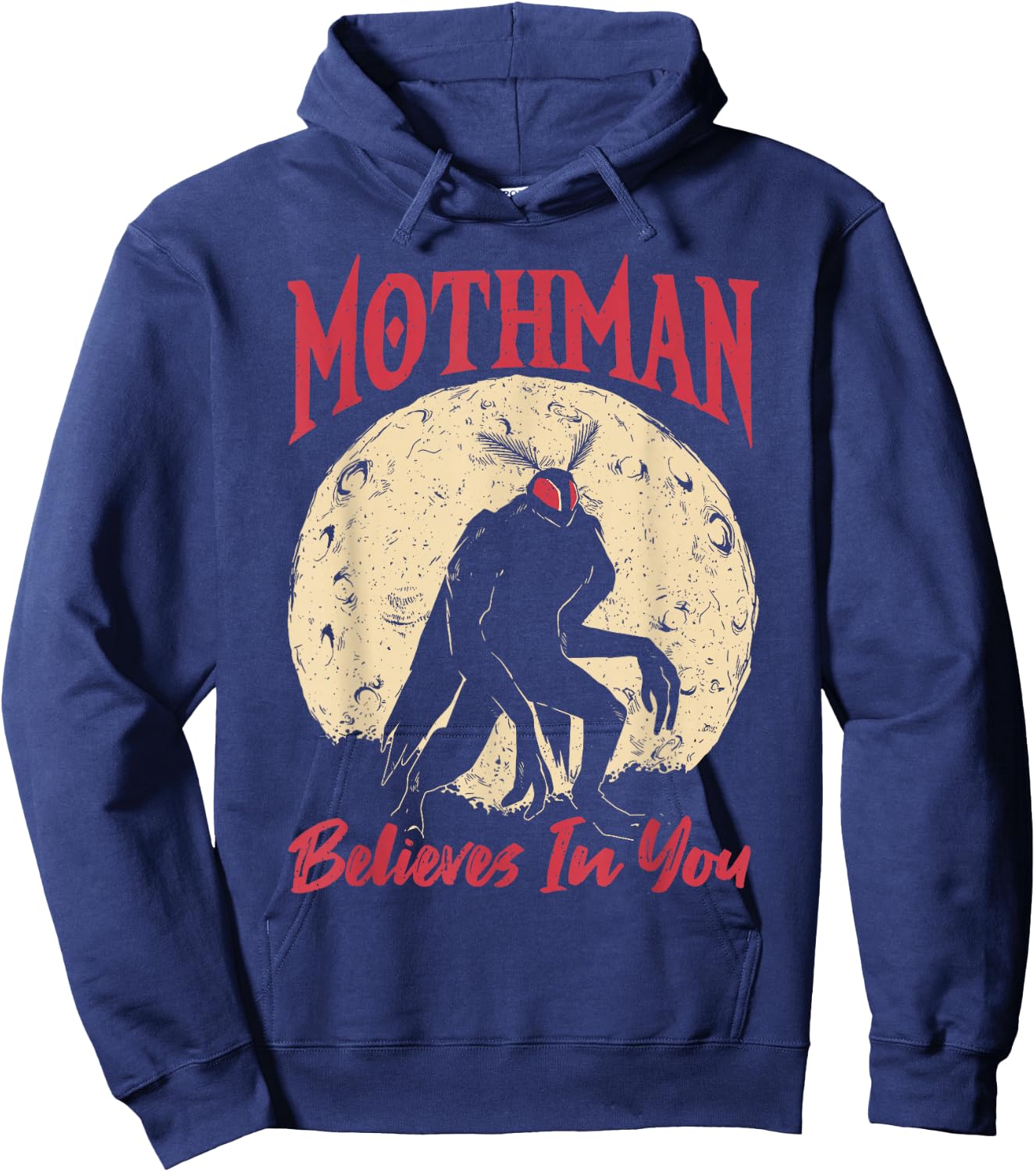 Cryptid Monster Mothman Believes in You Hoodie - Hoodie | Navy