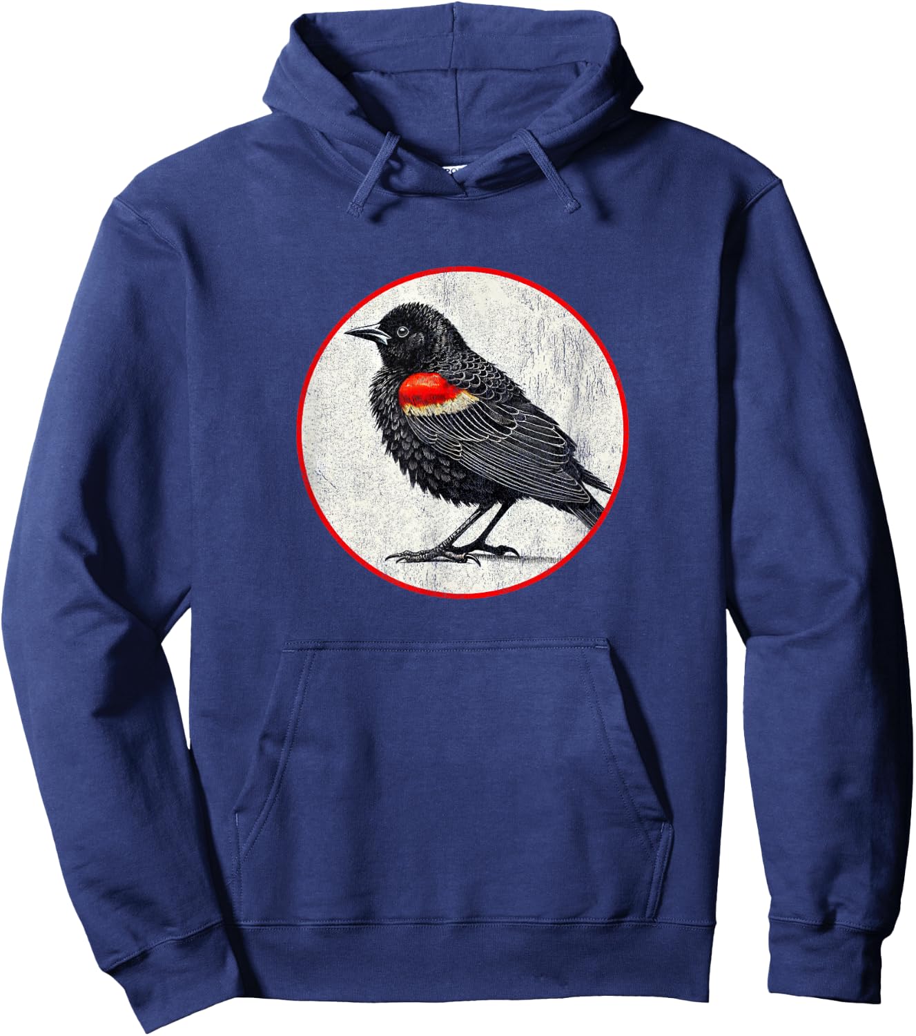 Colorful Retro Red-Winged Blackbird Bird Design Hoodie - Hoodie | Navy