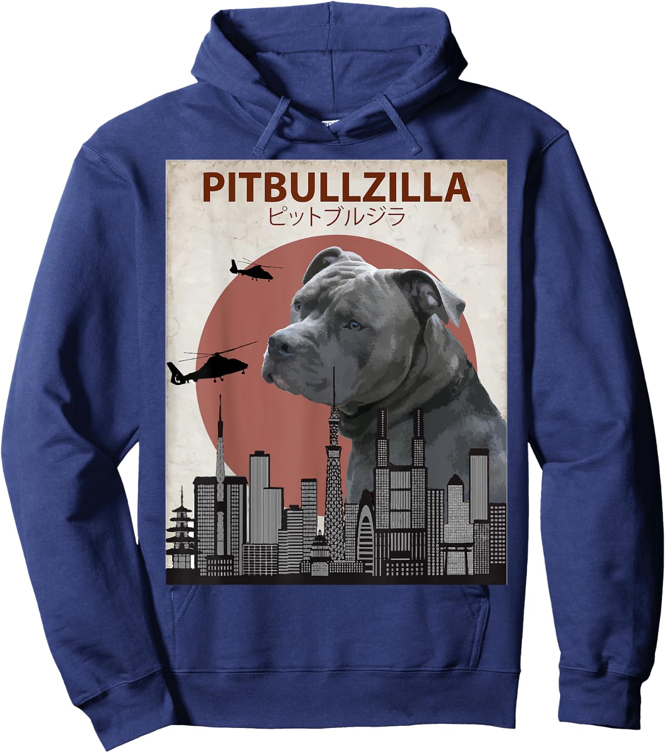 Pitbullzilla Funny Pitbull | Dog Lovers Gift Hoodie - Hoodie | Navy
