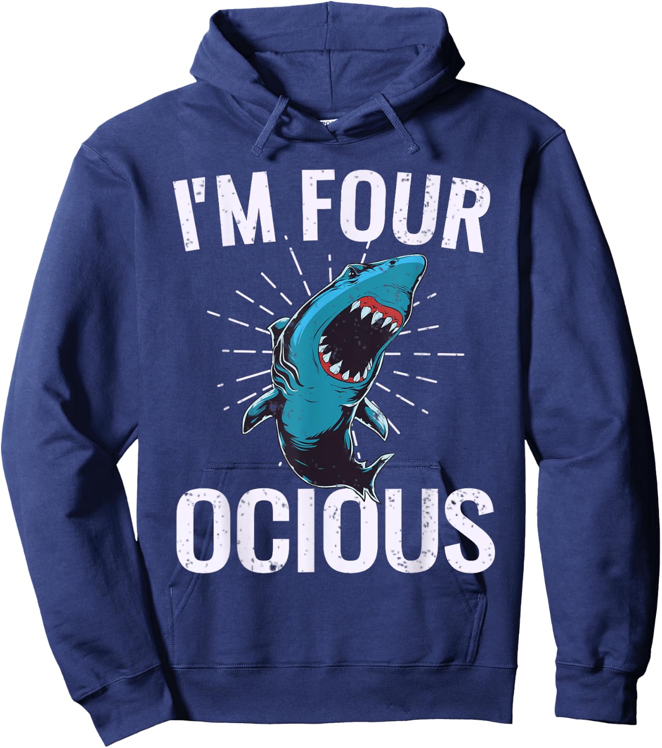 Shark Boys Kids 4th Birthday 4 Year Old Party Hoodie - Hoodie | Navy