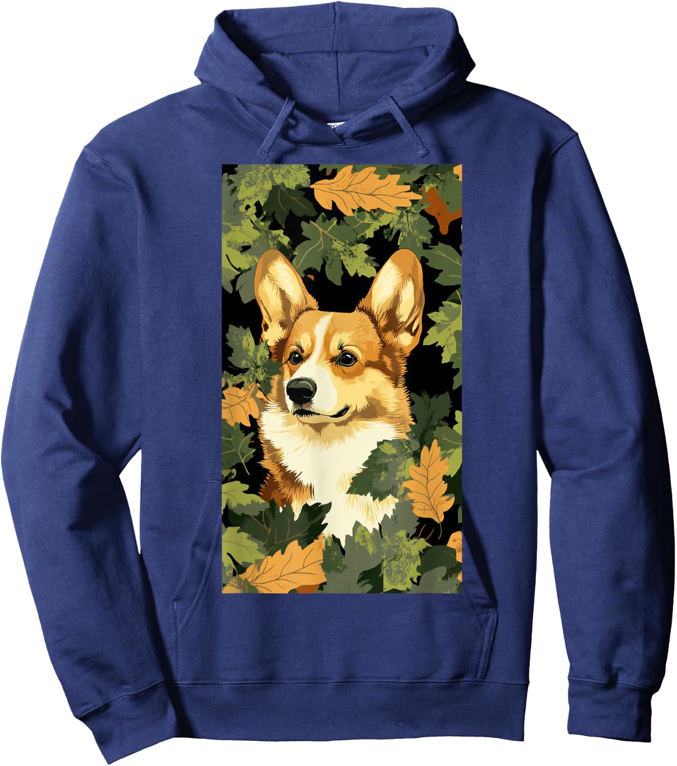 Pembroke Welsh Corgi Leaf Camouflage Pattern Hoodie - Hoodie | Navy