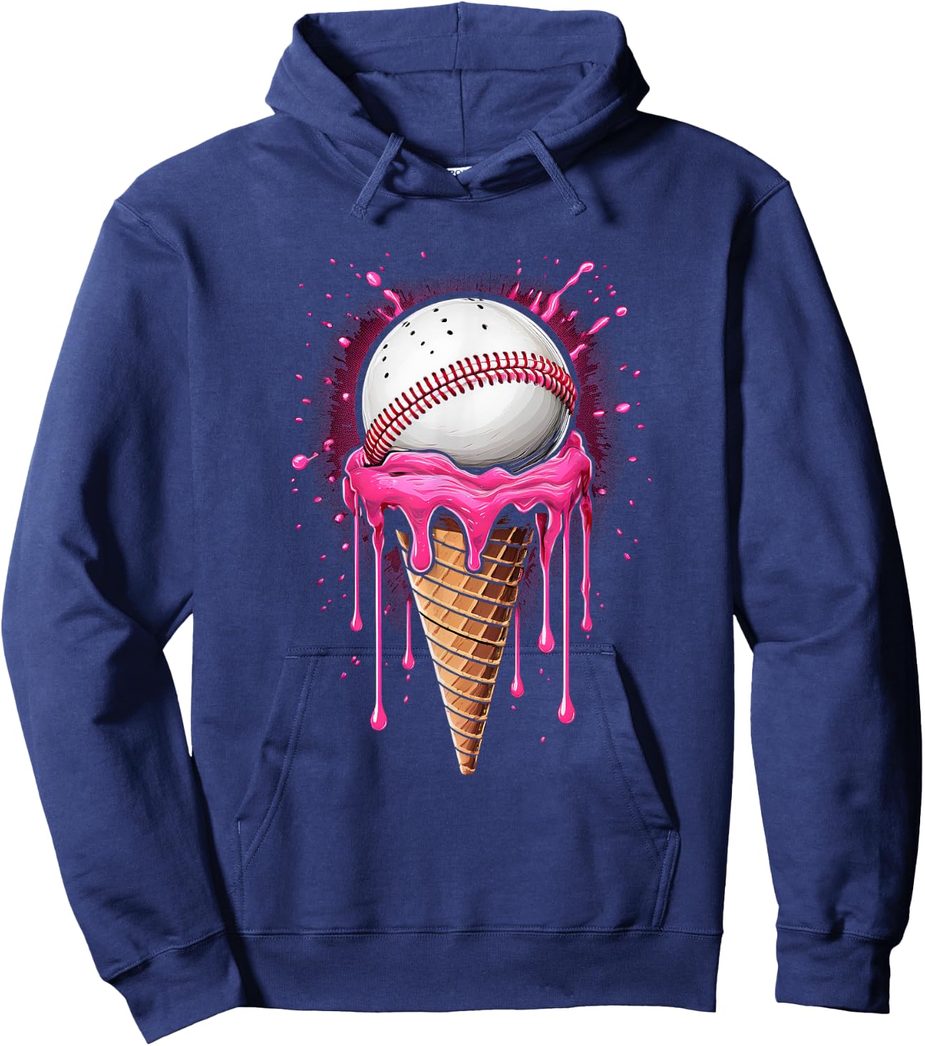 Baseball Drip Boys Ice Cream Cone Drip Baseball Hoodie - Hoodie | Navy