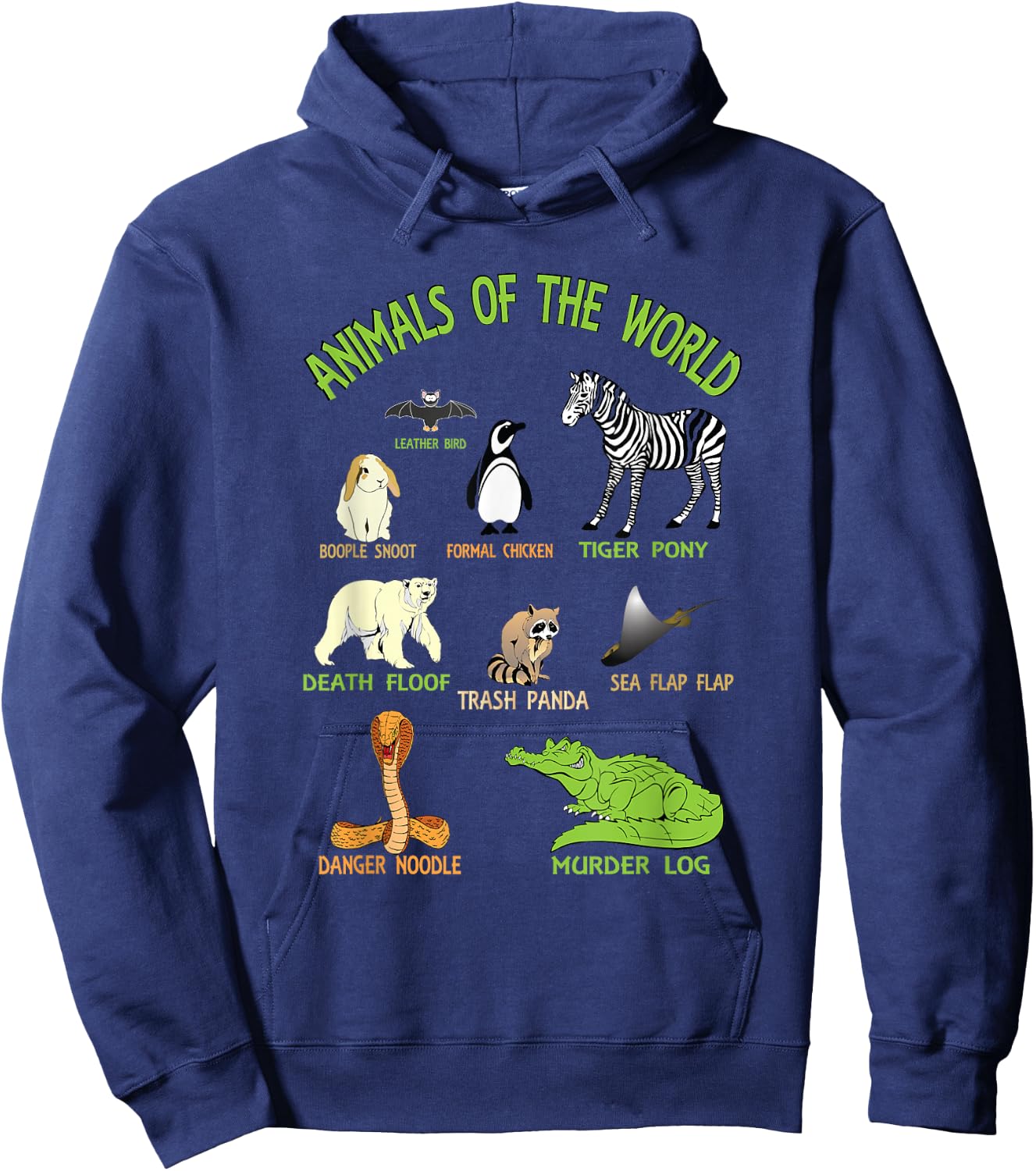 Funny Animals Of The World Names Hoodie - Hoodie | Navy