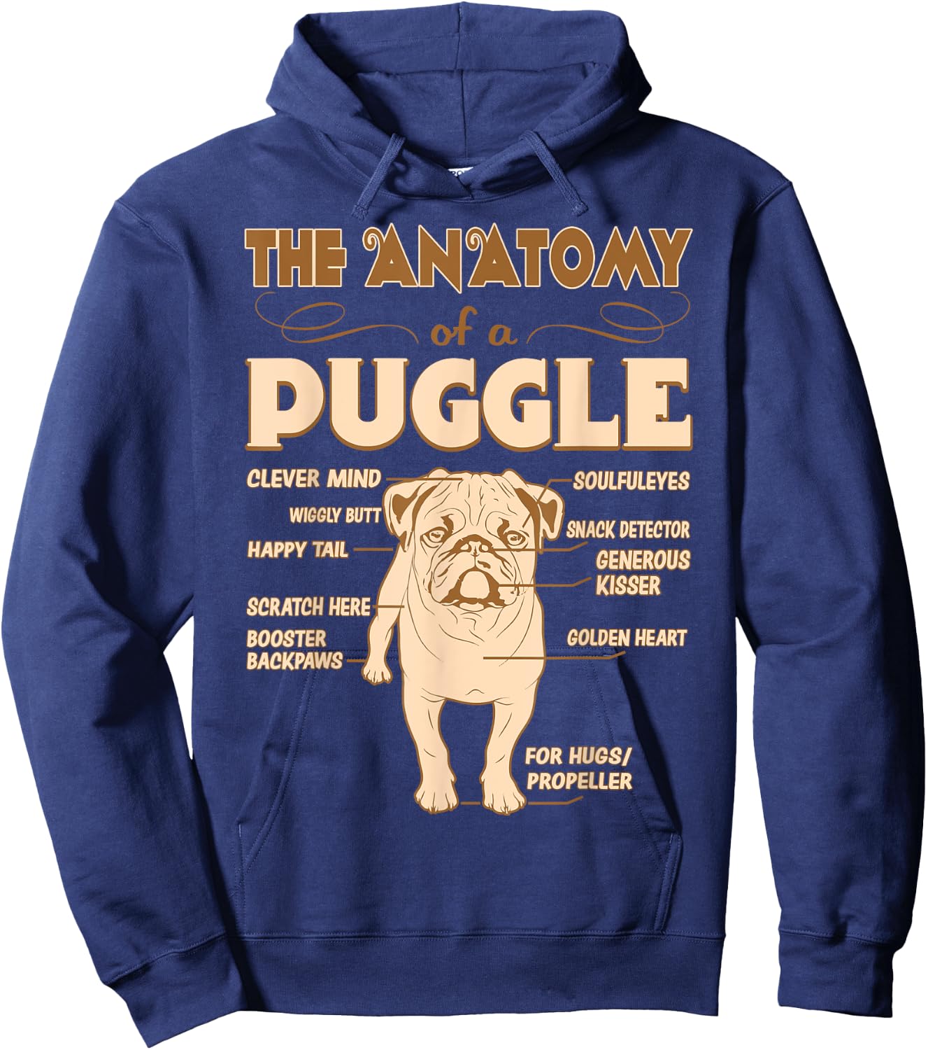 The Anatomy Of Puggle Pet Lovers Gift Hoodie - Hoodie | Navy