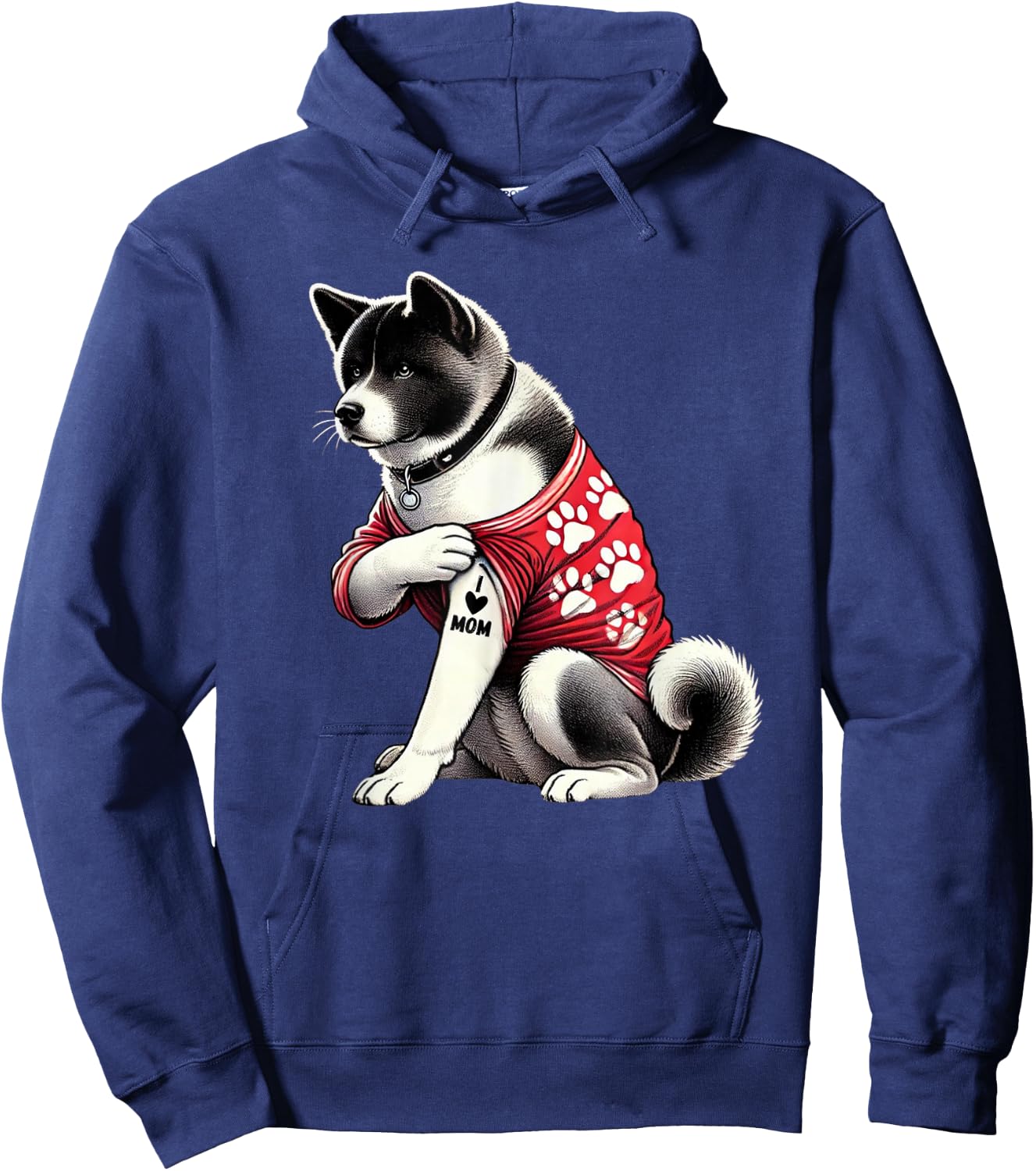 Funny I Love Mom Tattoo Akita Mom Hoodie - Hoodie | Navy