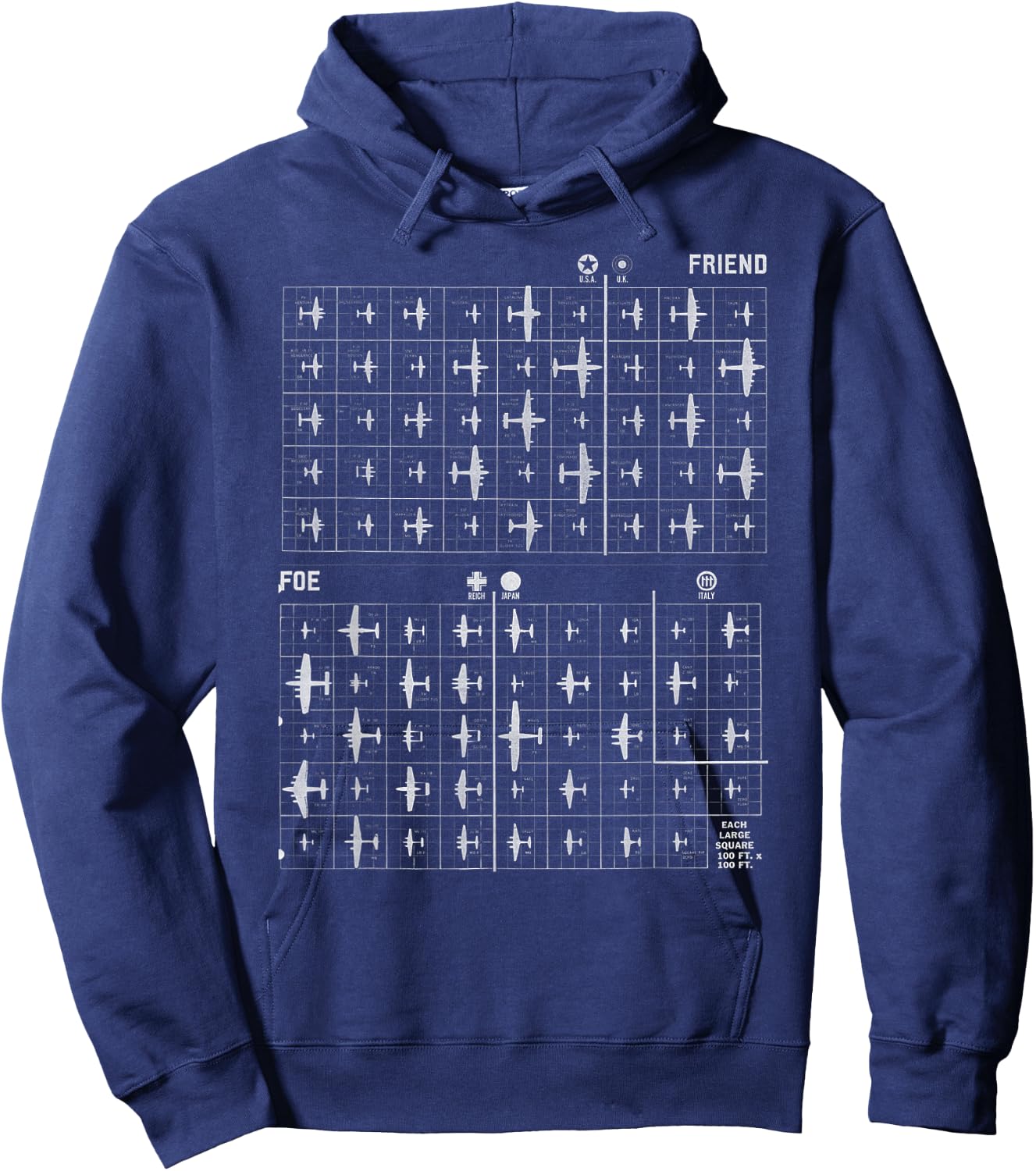 World War II - WW2 Plane Identification Hoodie - Hoodie | Navy