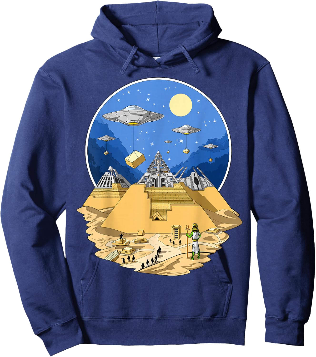Ancient Egyptian Pyramid Alien UFO Space Aliens Hoodie - Hoodie | Navy