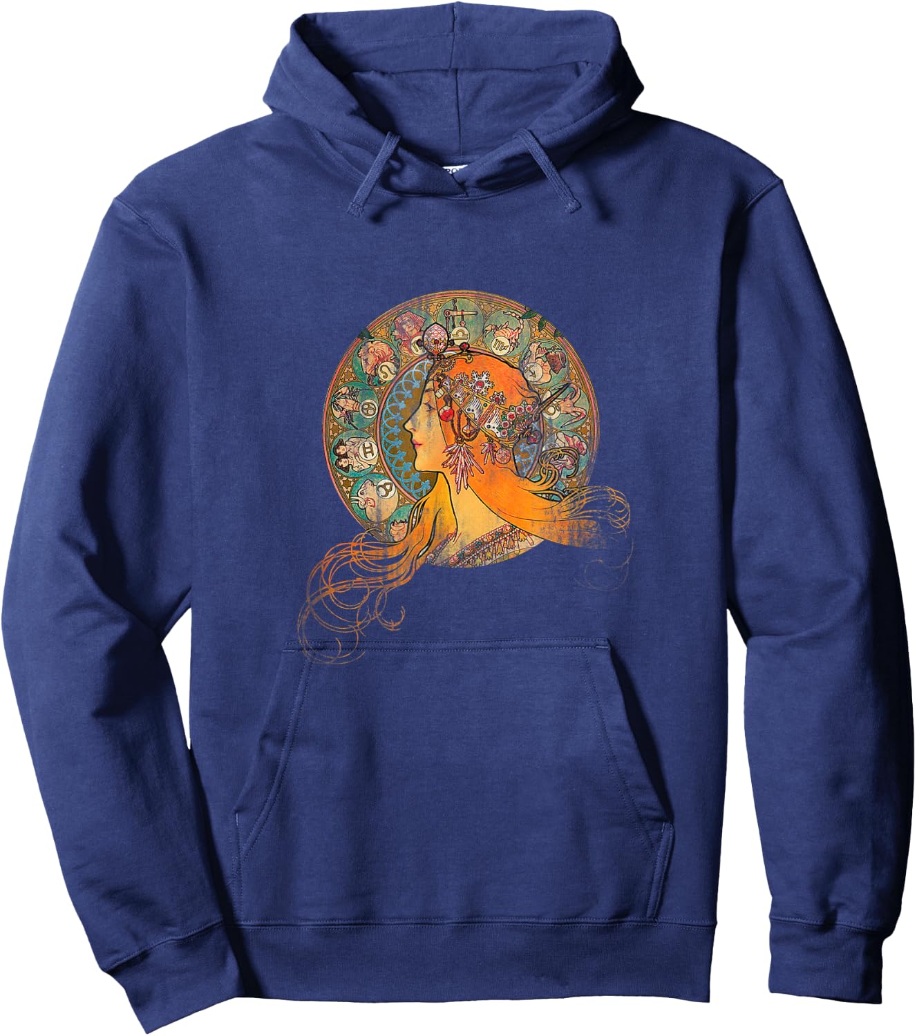 Vintage Alphonse Mucha Hoodie - Hoodie | Navy