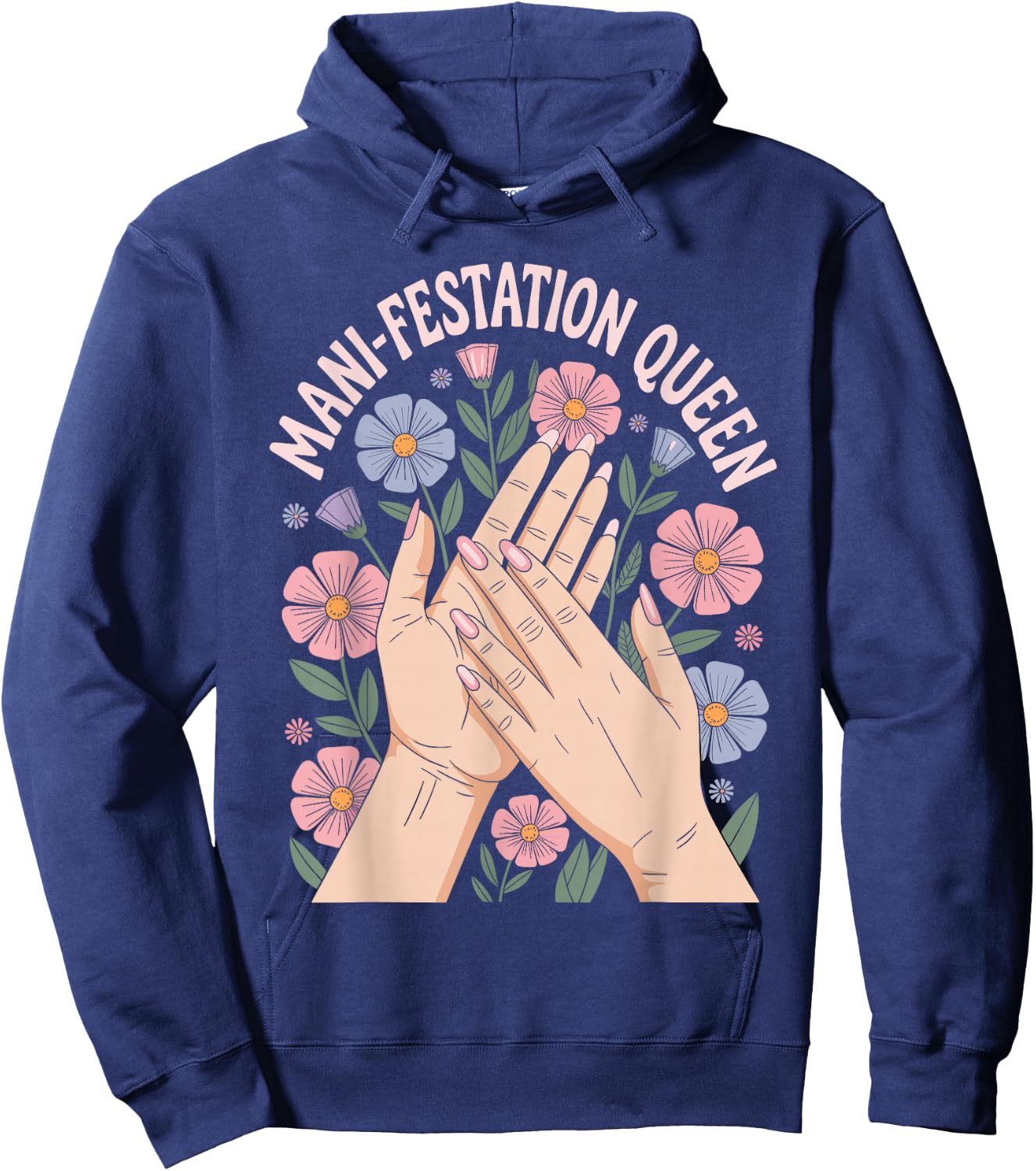 Funny Nail Artist Manifestation Queen Nail Tech Hoodie - Hoodie | Navy