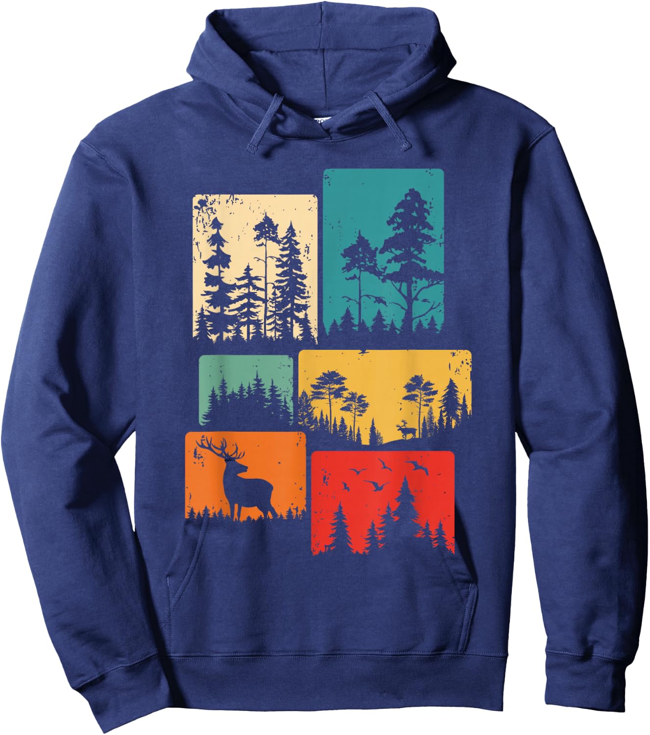 Trees Wildlife Nature Outdoor Vintage Forest Hoodie - Hoodie | Navy