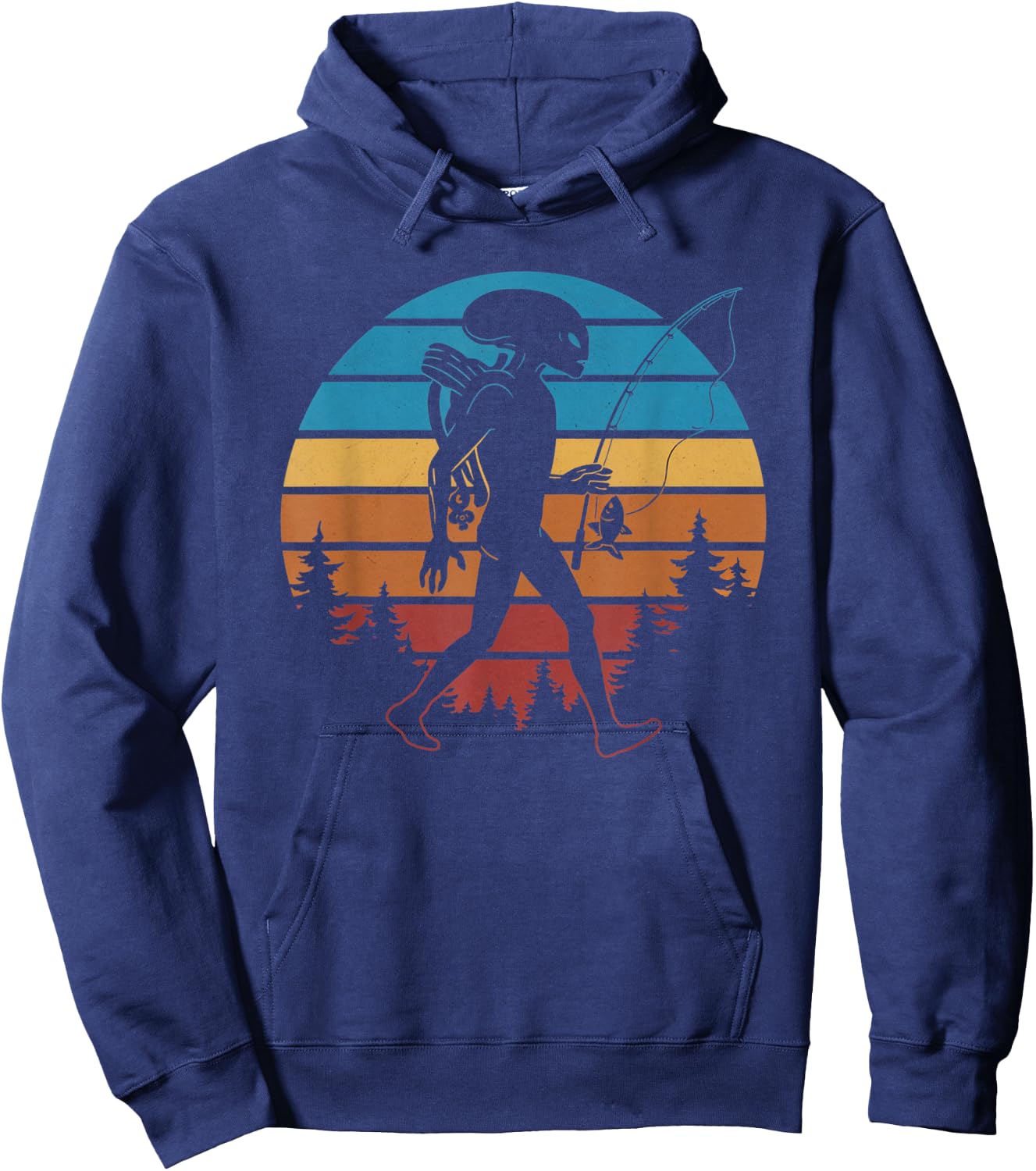 Aliens Fisherman Funny Sci-Fi Fishing UFO Hoodie - Hoodie | Navy