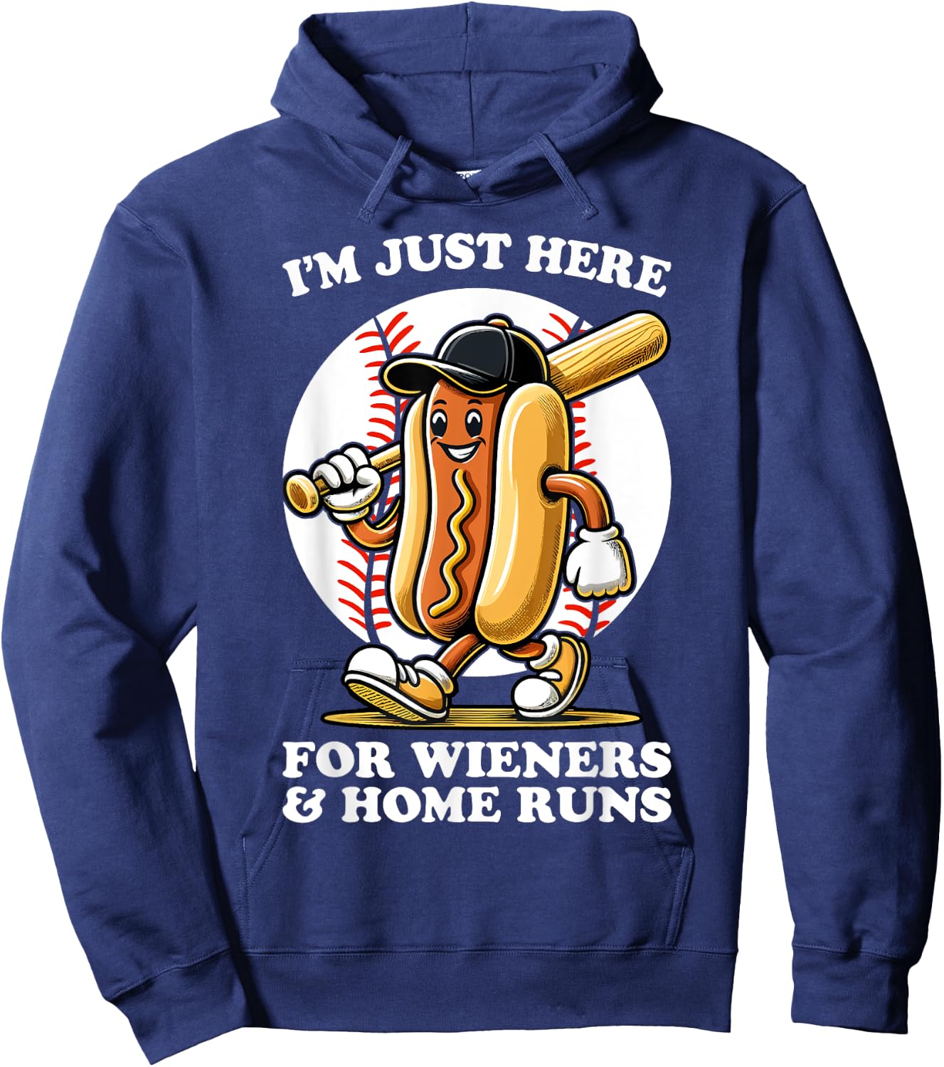 Funny Baseball Design Men Wieners & Home Runs Hoodie - Hoodie | Navy