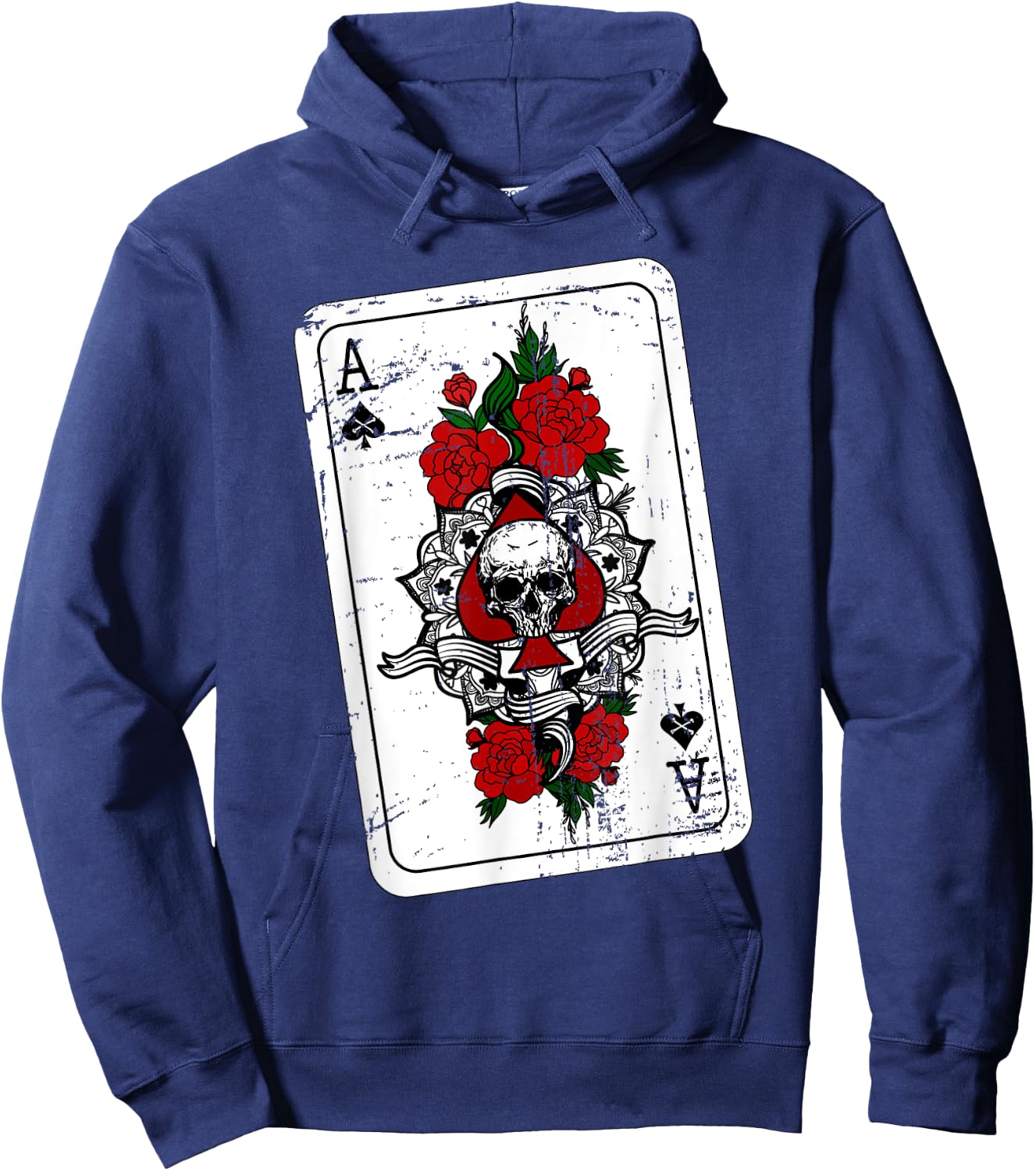 Ace of Spades - Skull and Roses Hoodie - Hoodie | Navy