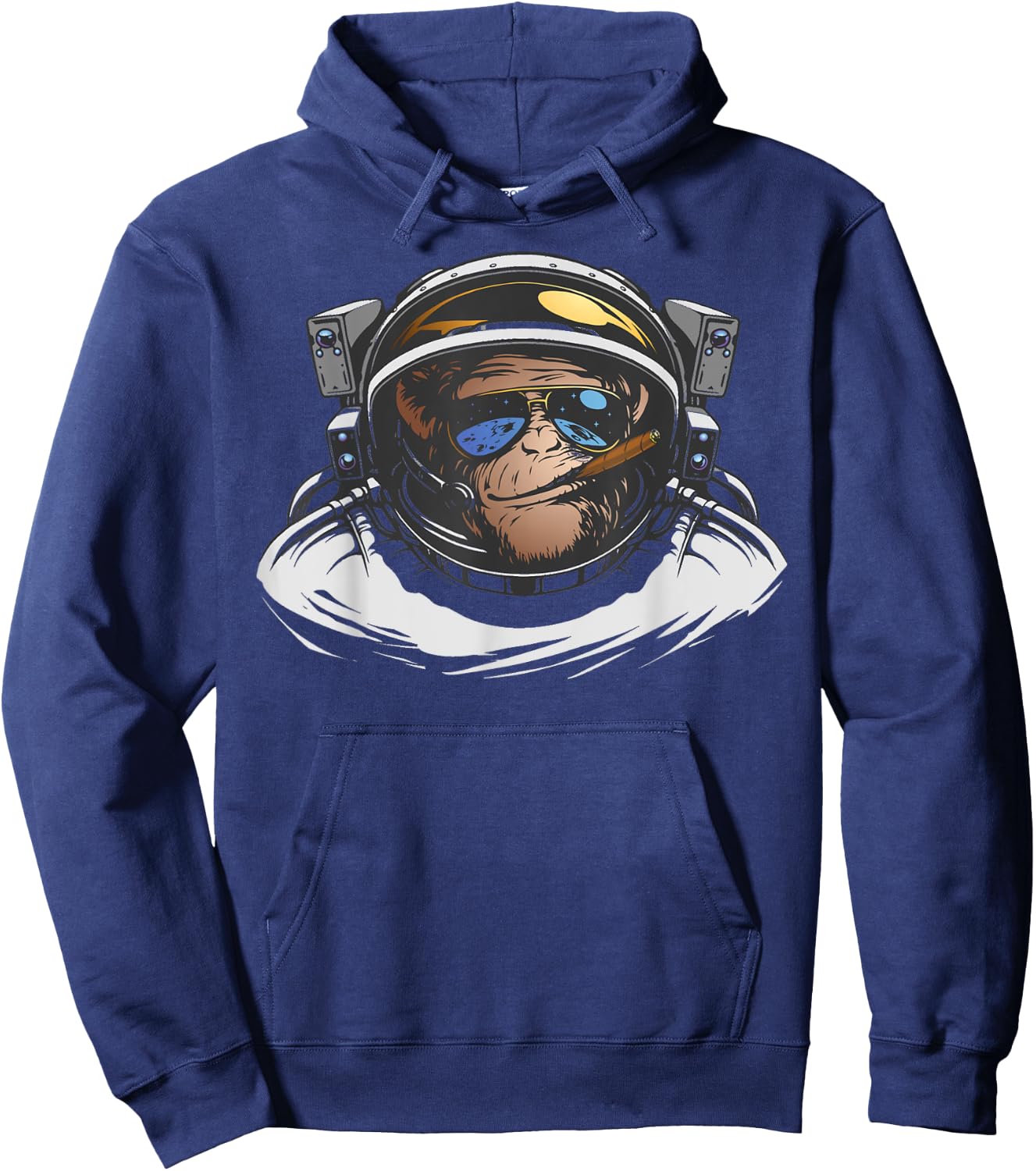 Funny Astronaut Monkey Smoking A Cigar Space Hoodie - Hoodie | Navy