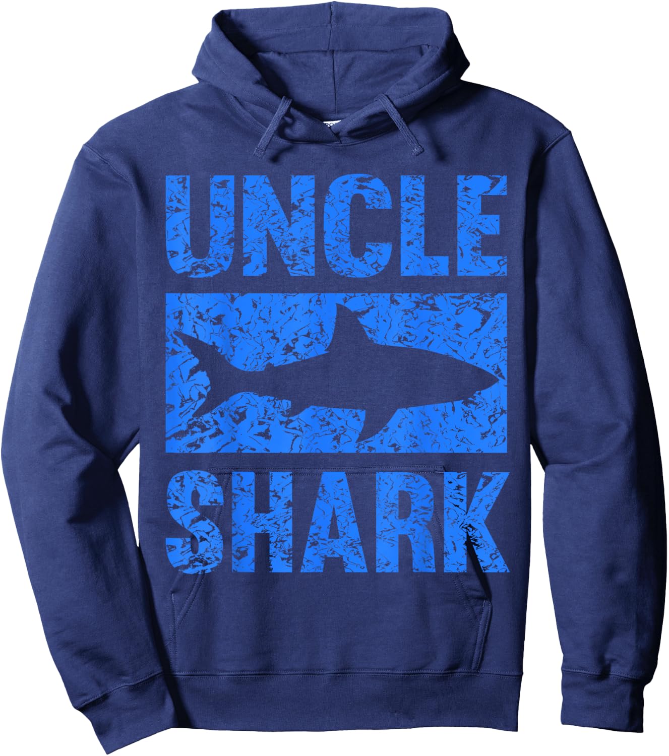 Uncle Shark - Black Shark Themed - Small - Classic Fit - - Short Sleeve - Distressed - Perfect for Birthdays, Halloween, Fishing, Casual Wear Hoodie - Hoodie | Navy