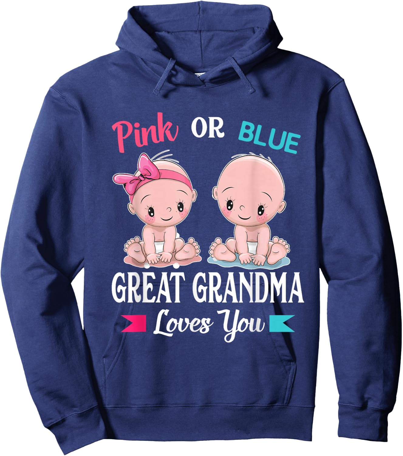Pink or Blue Great Grandma Loves You Hoodie - Hoodie | Navy