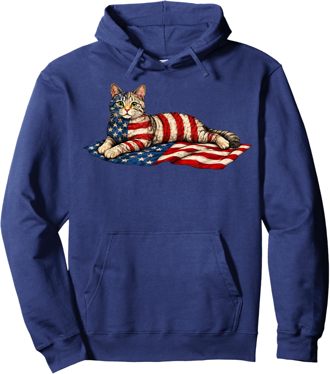 American Flag Cat 4th of July Hoodie - Hoodie | Navy