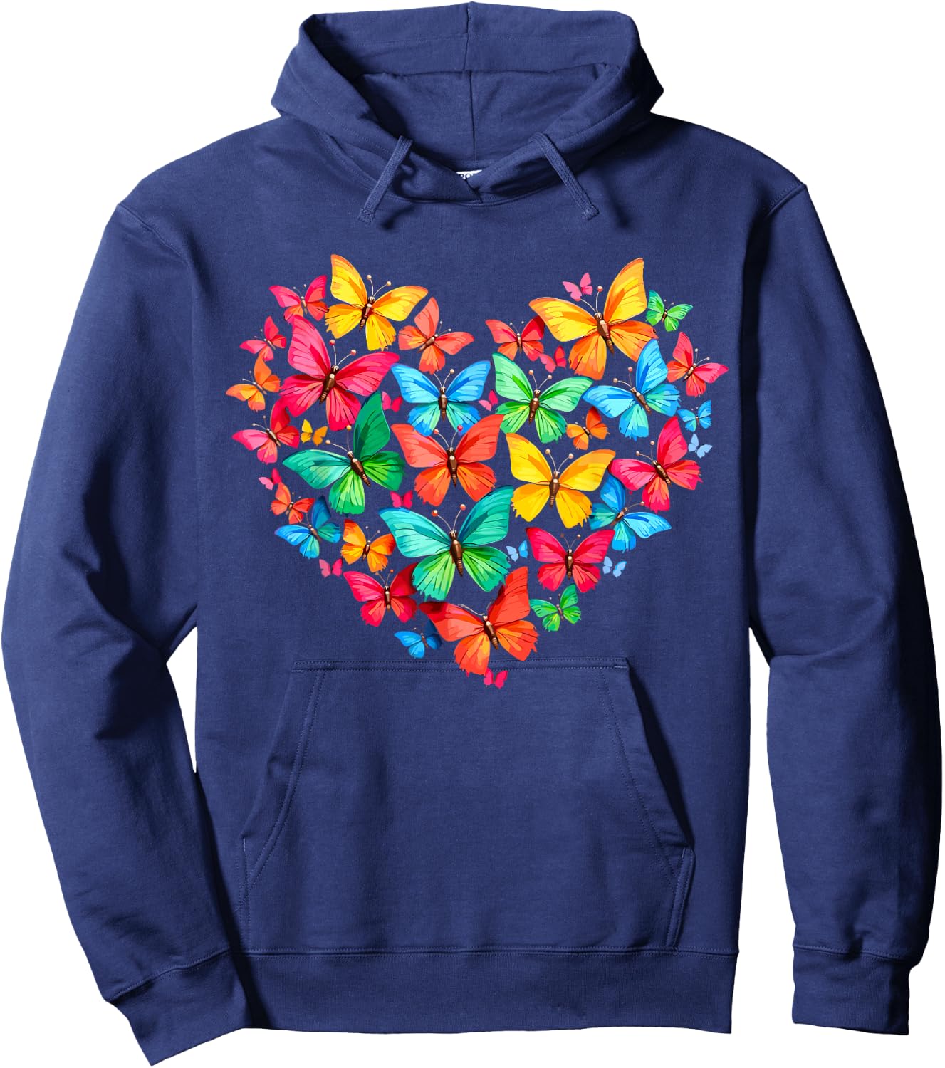 Butterfly Heart Colorful Butterflies Hoodie - Hoodie | Navy