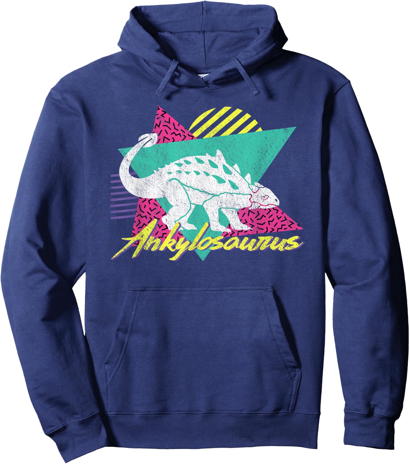 Vintage Retro 80s Or 90s Ankylosaurus Dinosaur Hoodie - Hoodie | Navy
